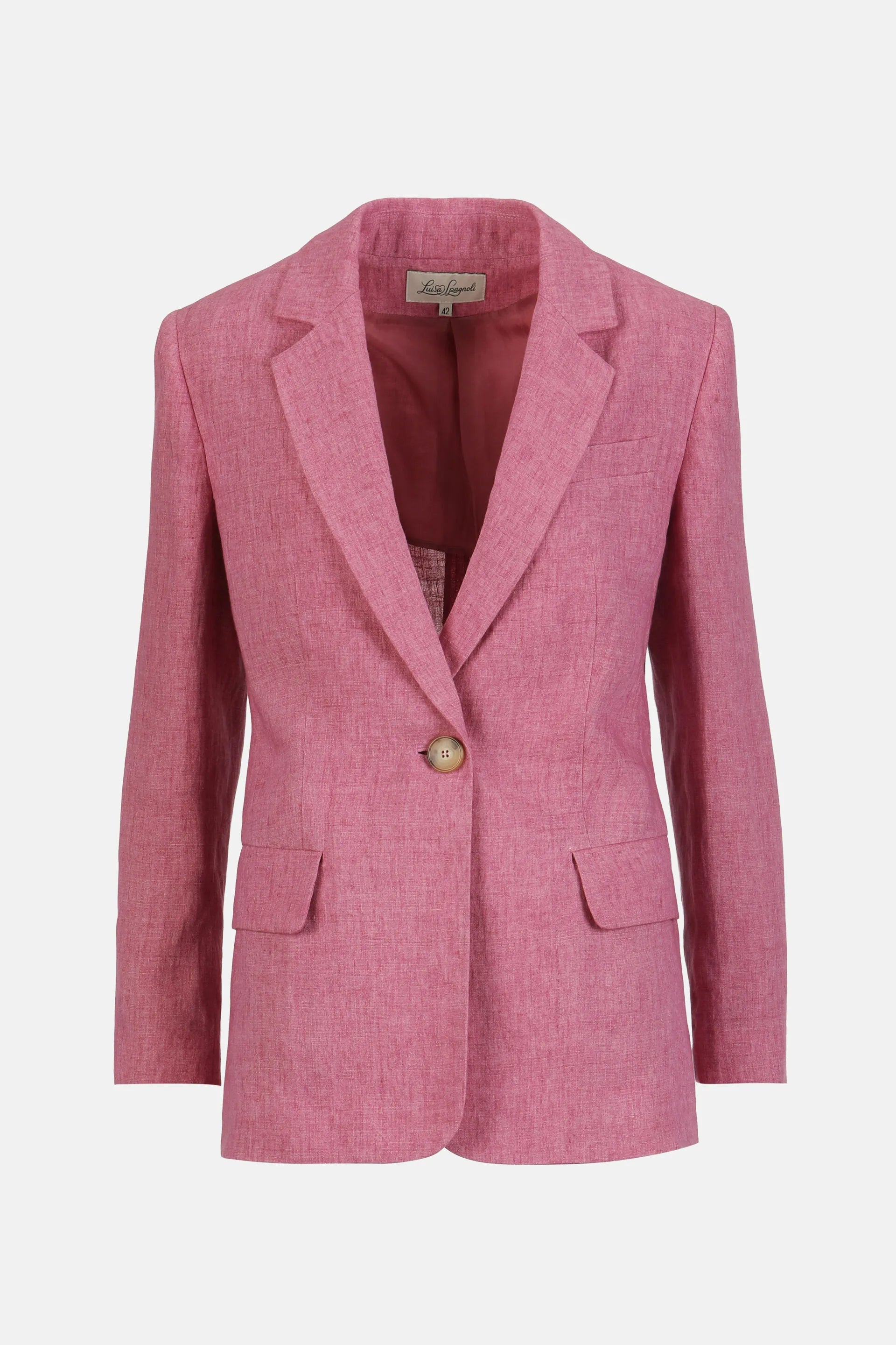 Luisa Spagnoli Rosa Melange Women Vetrate - Classic Linen Blazer SKU: VETRATE_0338 Image 06