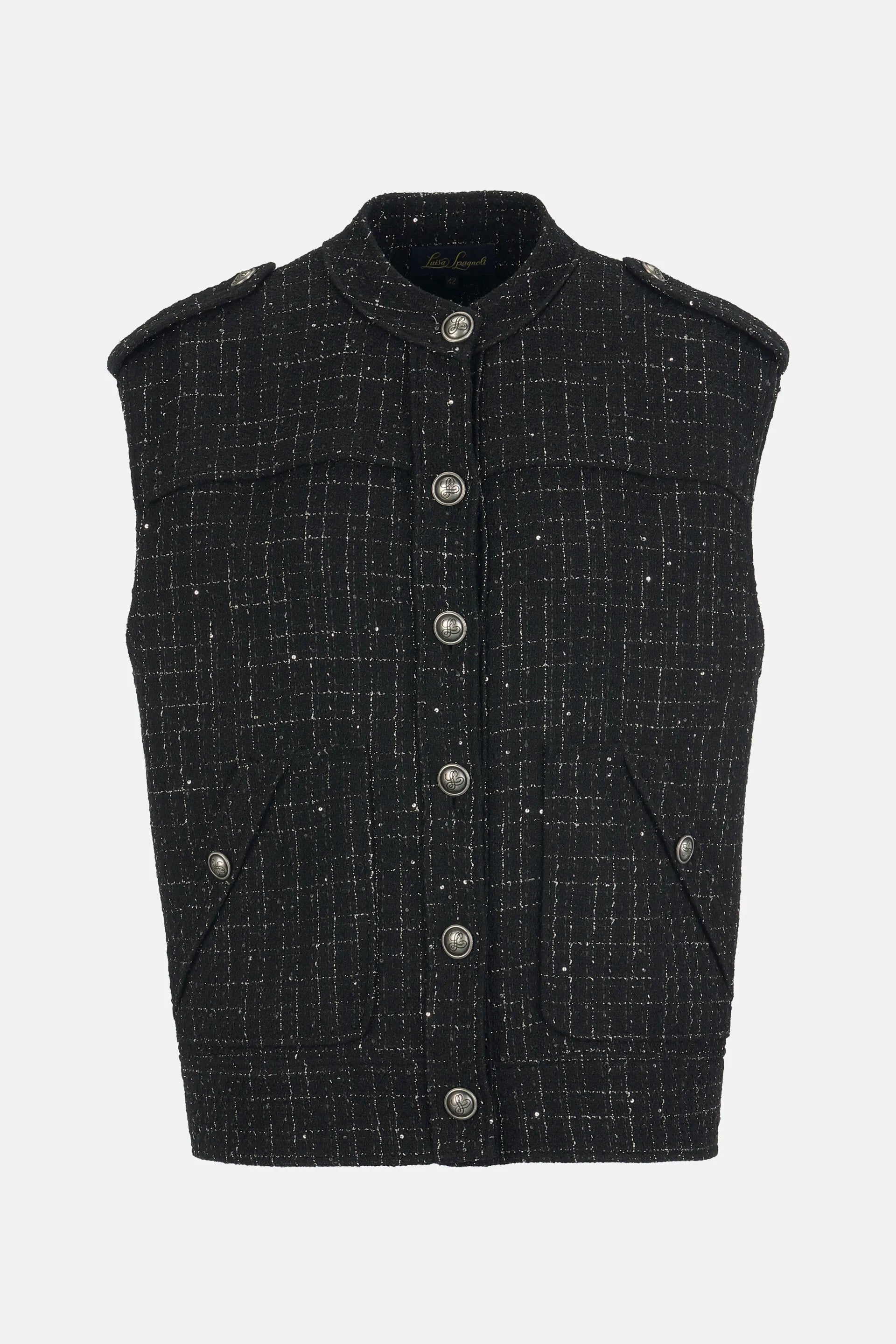 Luisa Spagnoli_Black_Vignolo - Bon-Ton Vest With Lurex Details_VIGNOLO_3062_06
