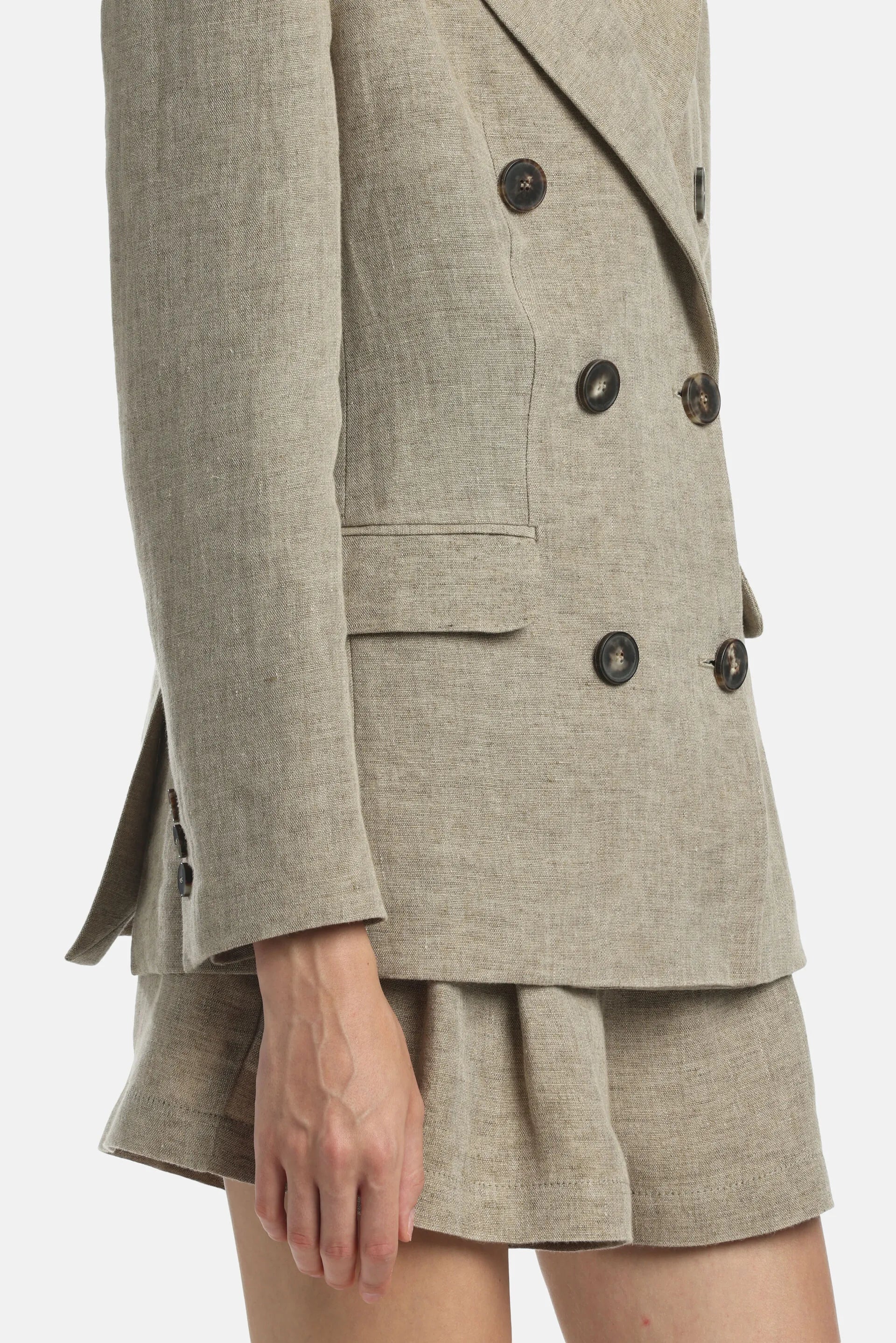 Luisa Spagnoli Pietra Women Vittorio - Double-Breasted Linen Jacket SKU: VITTORIO_1121 Image 04