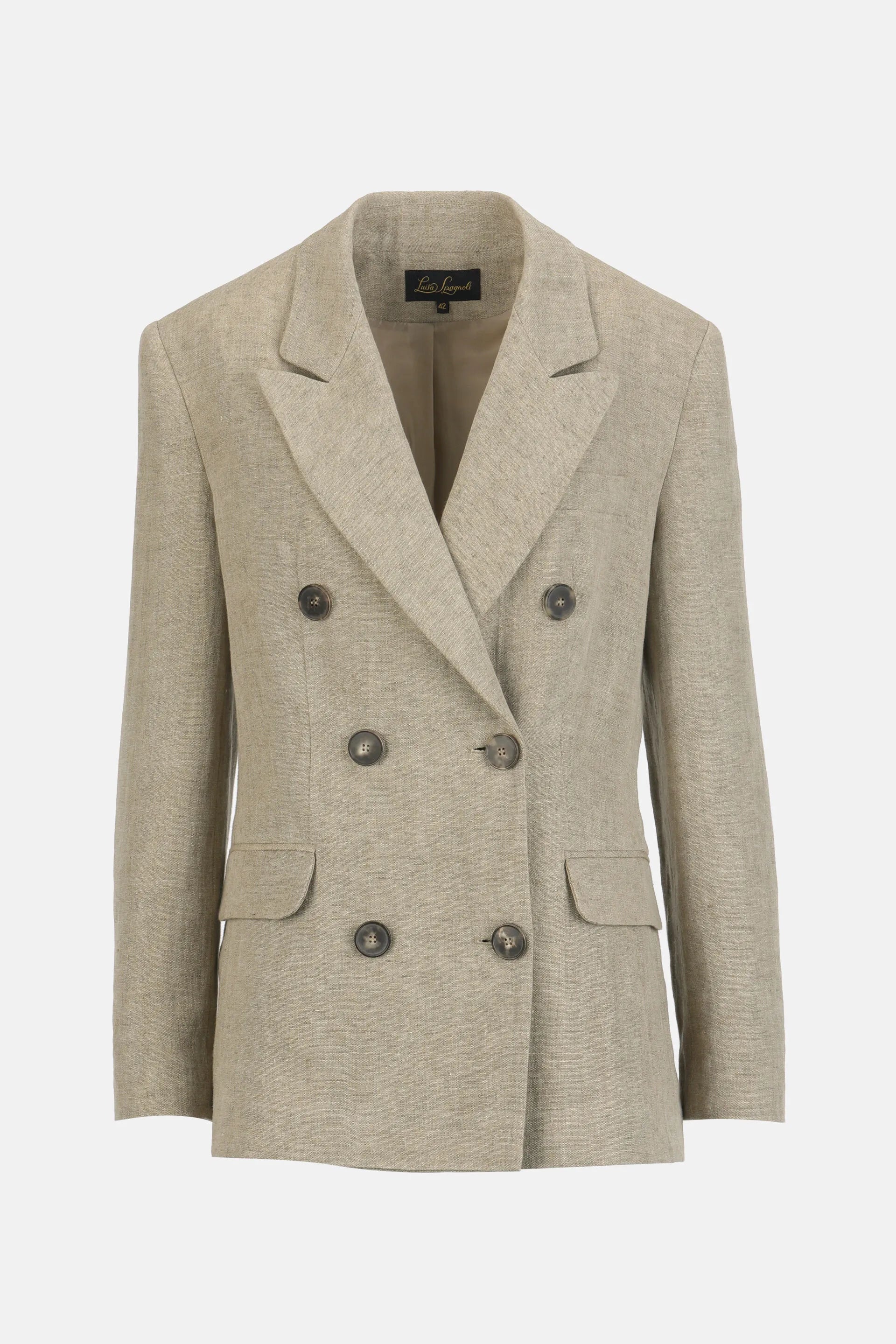 Luisa Spagnoli Pietra Women Vittorio - Double-Breasted Linen Jacket SKU: VITTORIO_1121 Image 06