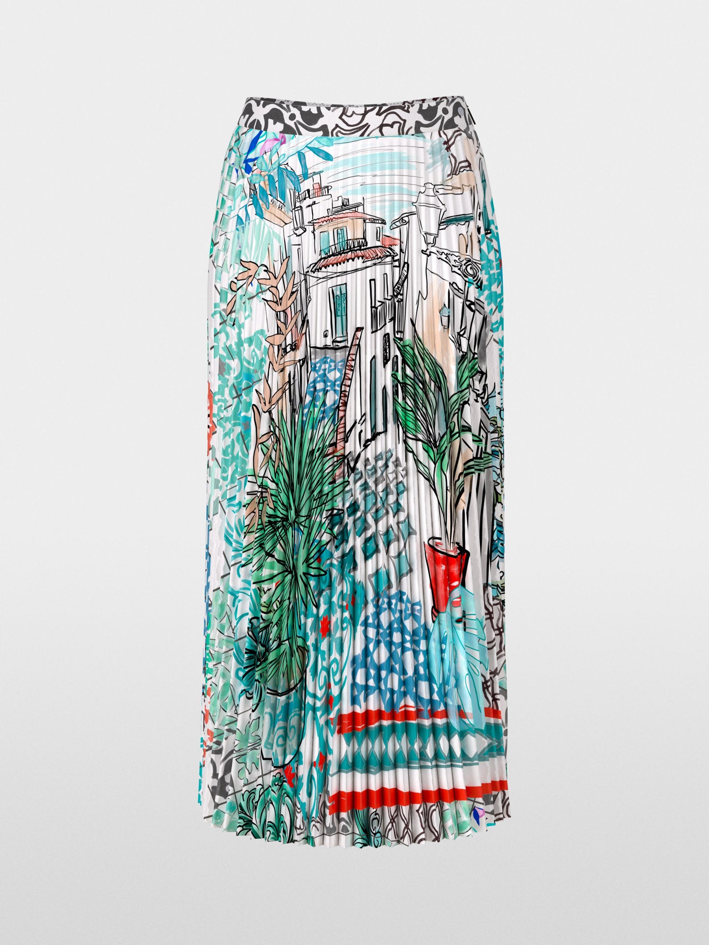Marc Cain_Pleated Midi Skirt with Print_YC 71.29 W76_504_05
