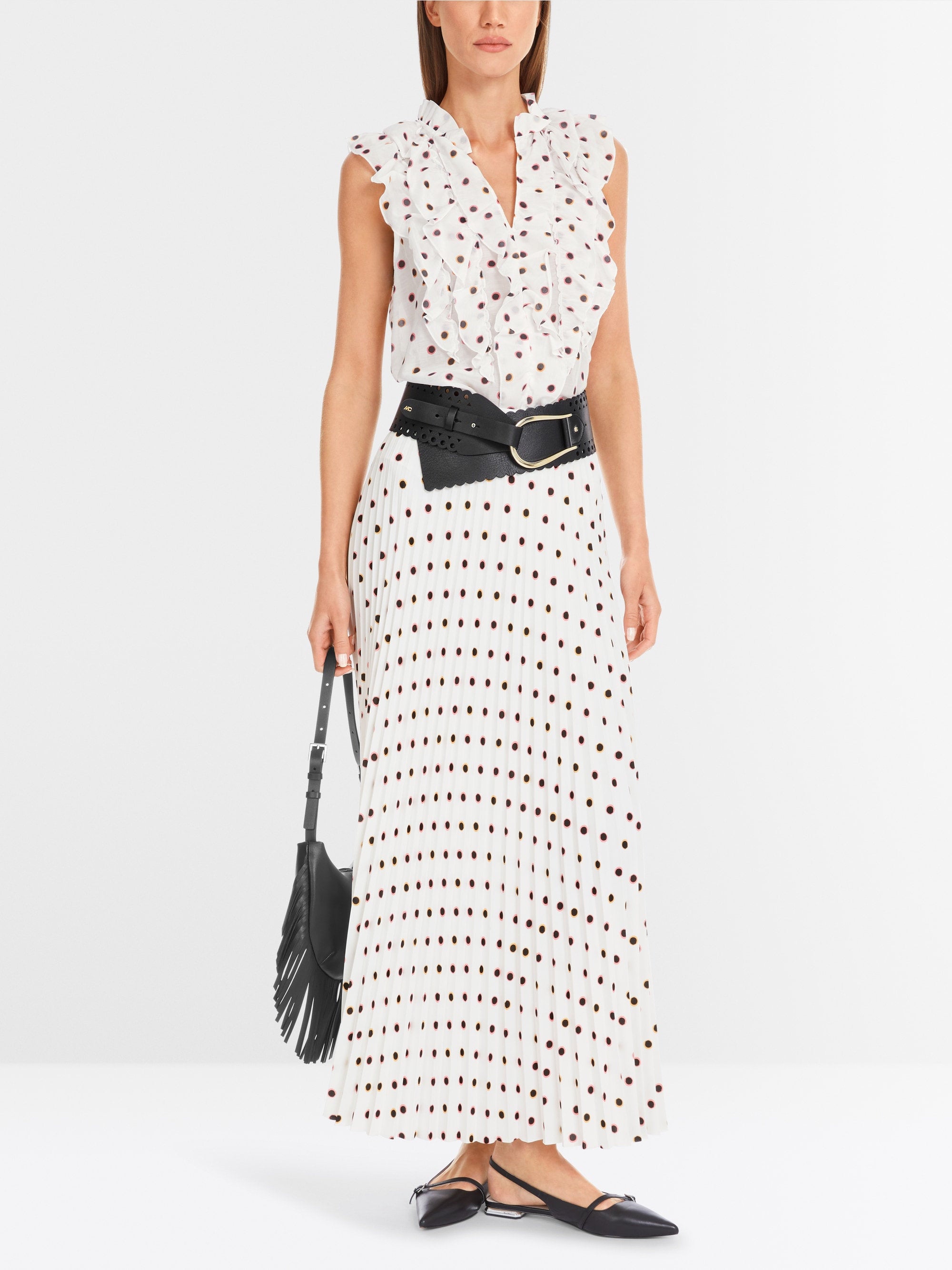 Marc Cain_Maxi Pleated Skirt with Polka Dot Print_YC 71.15 W28_110_01