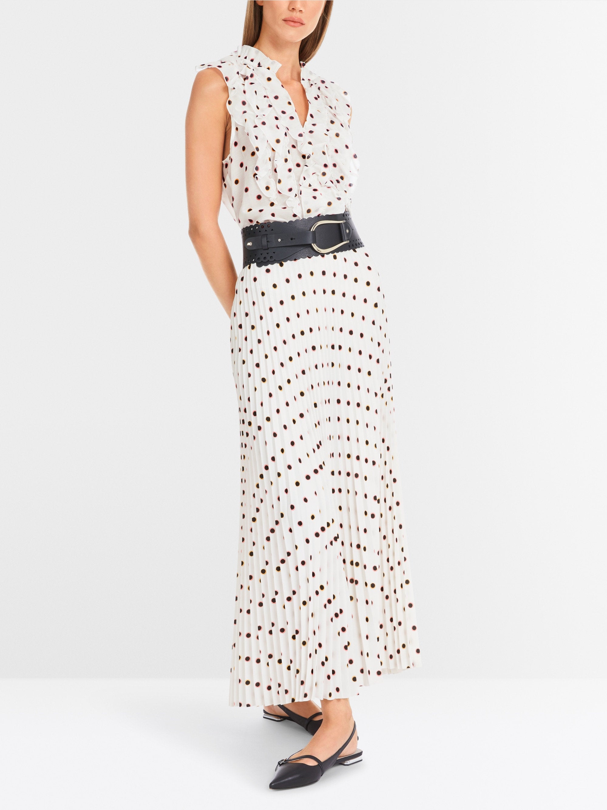 Marc Cain_Maxi Pleated Skirt with Polka Dot Print_YC 71.15 W28_110_05