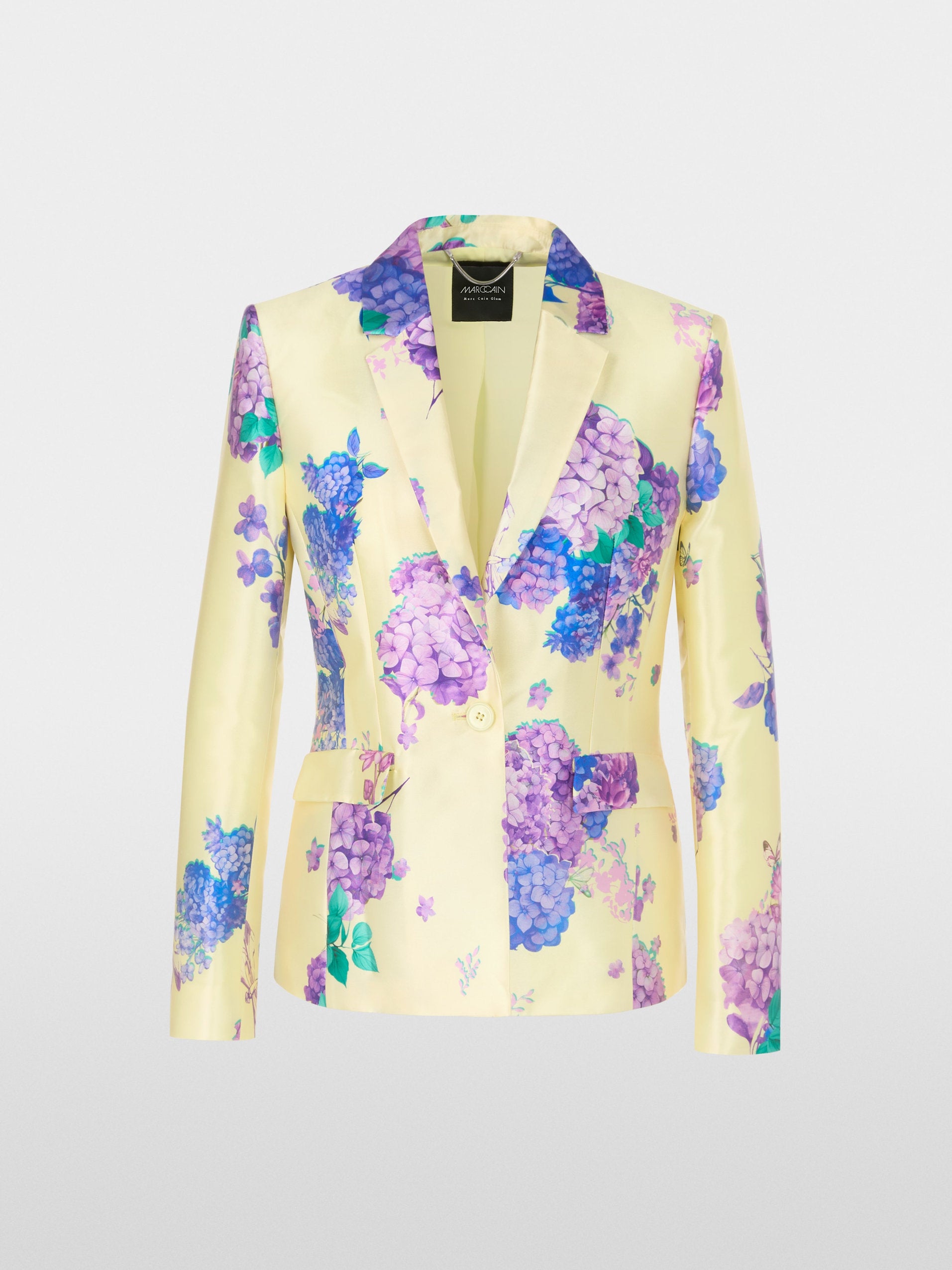 Marc Cain_Fitted Satin Blazer with Print_YG 34.07 W23_405_08