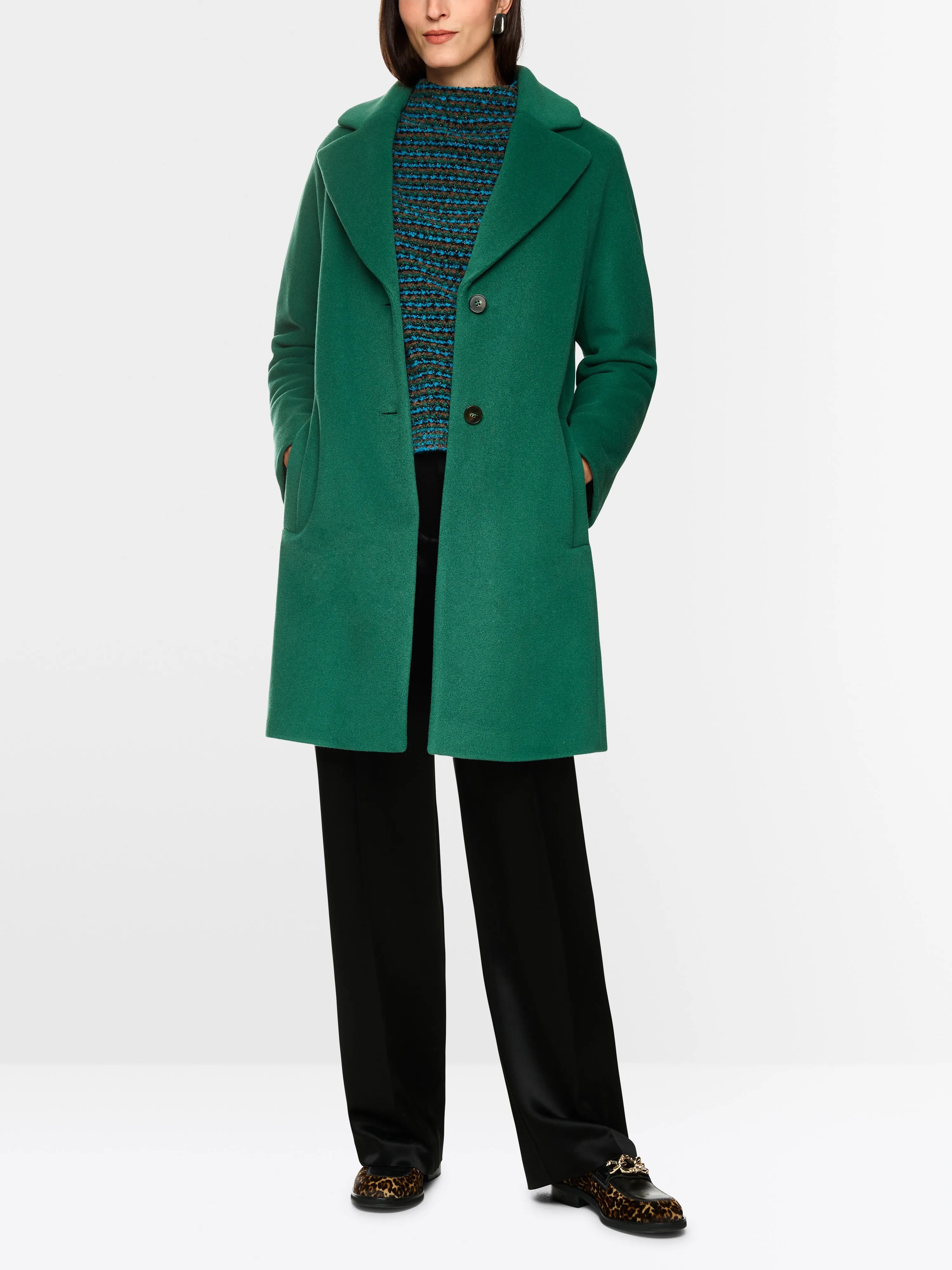 Marccain_Dark Jade Green_Wide Coat in Alpaca Wool Blend_ZA 11.05 W10_556_01