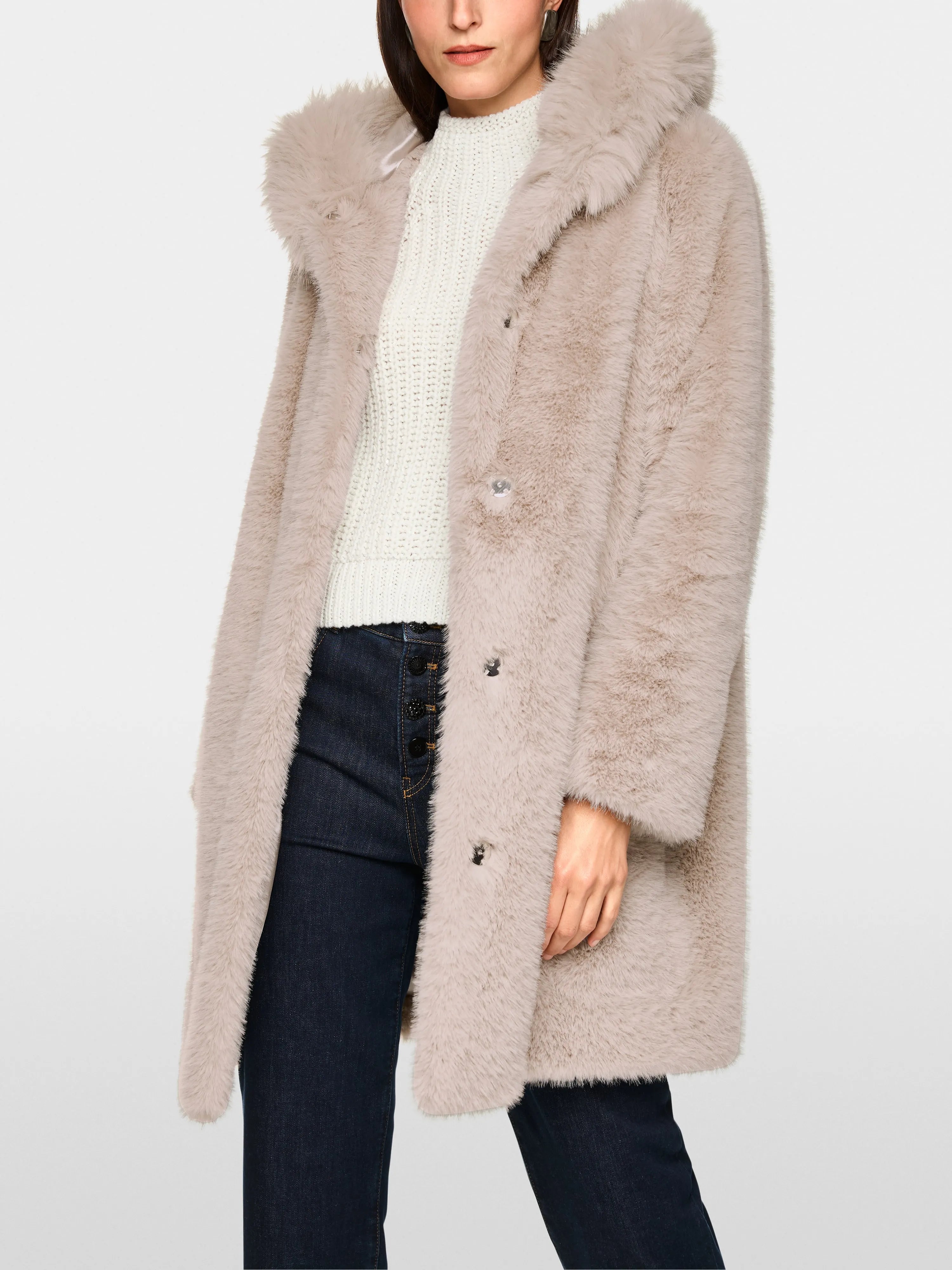 Marccain_Warm Stone_Faux Fur Coat with Hood_ZA 11.06 W87_646_06