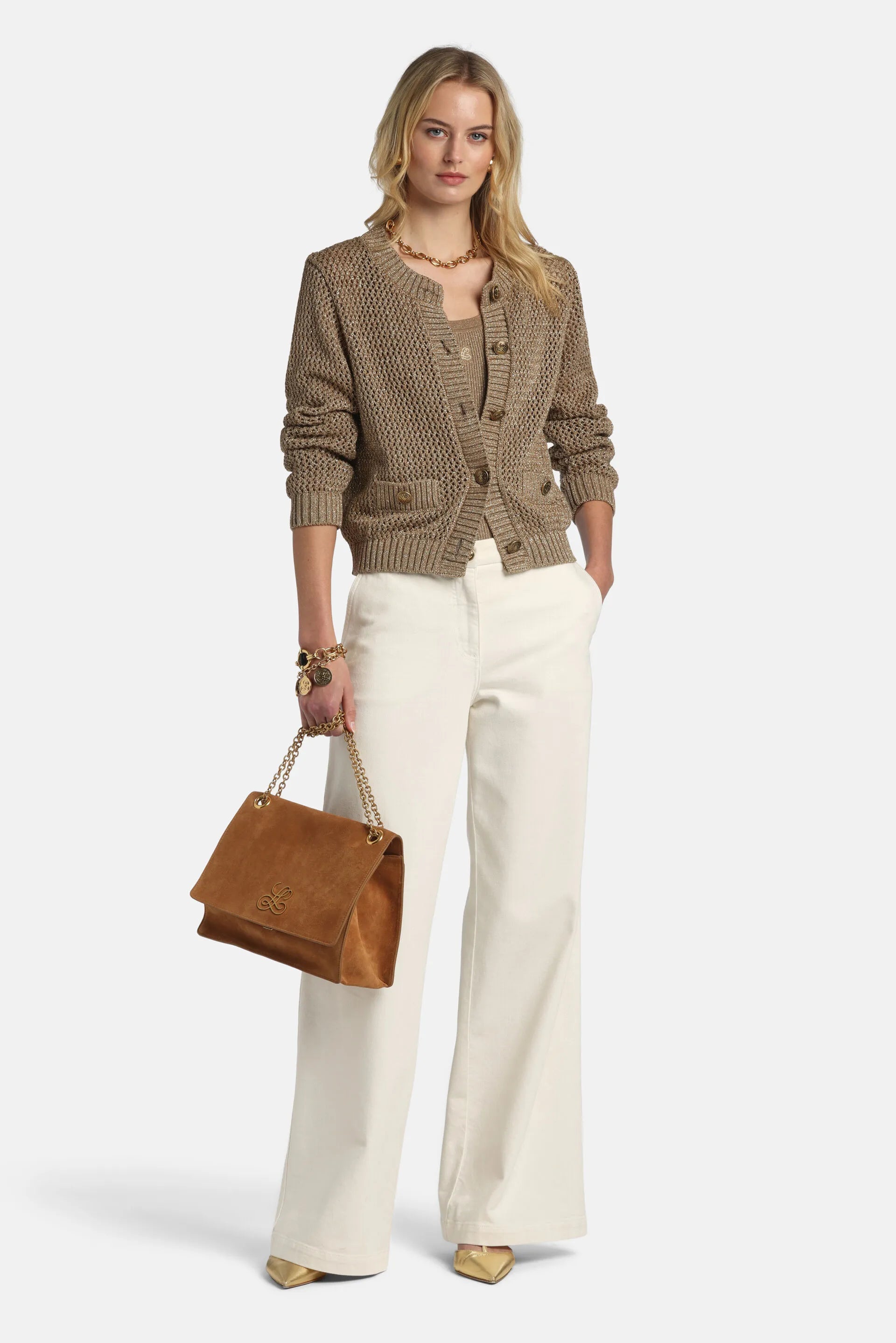 Luisa Spagnoli Oro Vecchio Women Zaia - Lurex Cardigan SKU: ZAIA_3192 Image 05