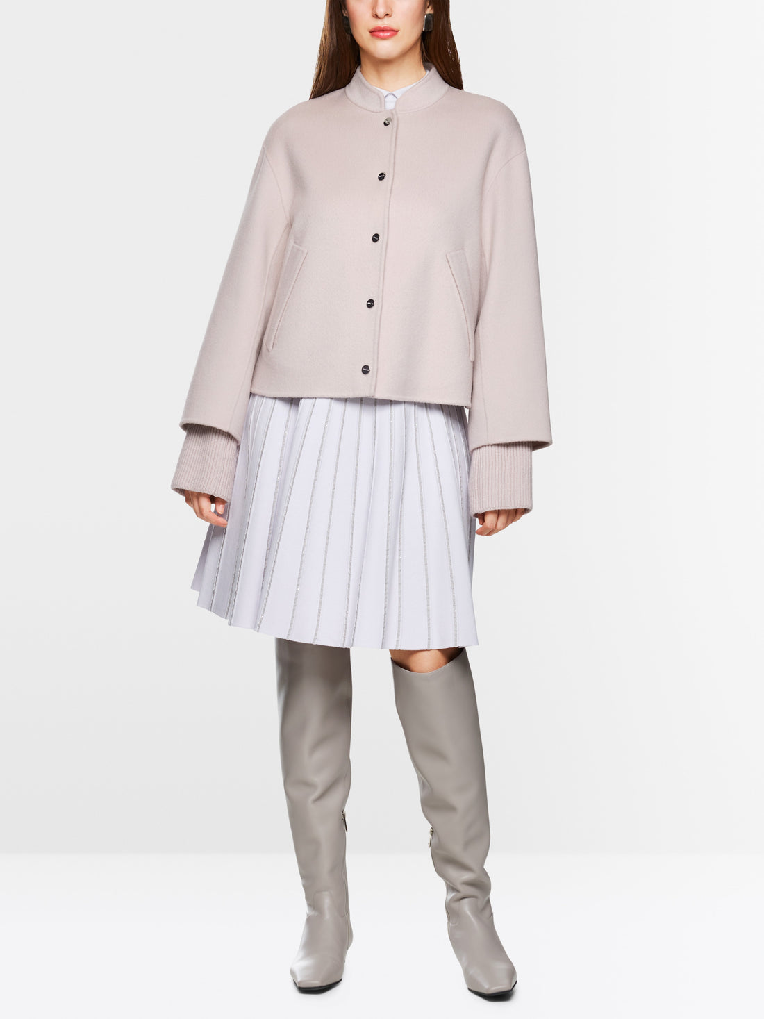 Marc Cain_Light Desert Taupe_Oversized Jacket with Cuffed Sleeves_ZC 12.02 W33_702_02