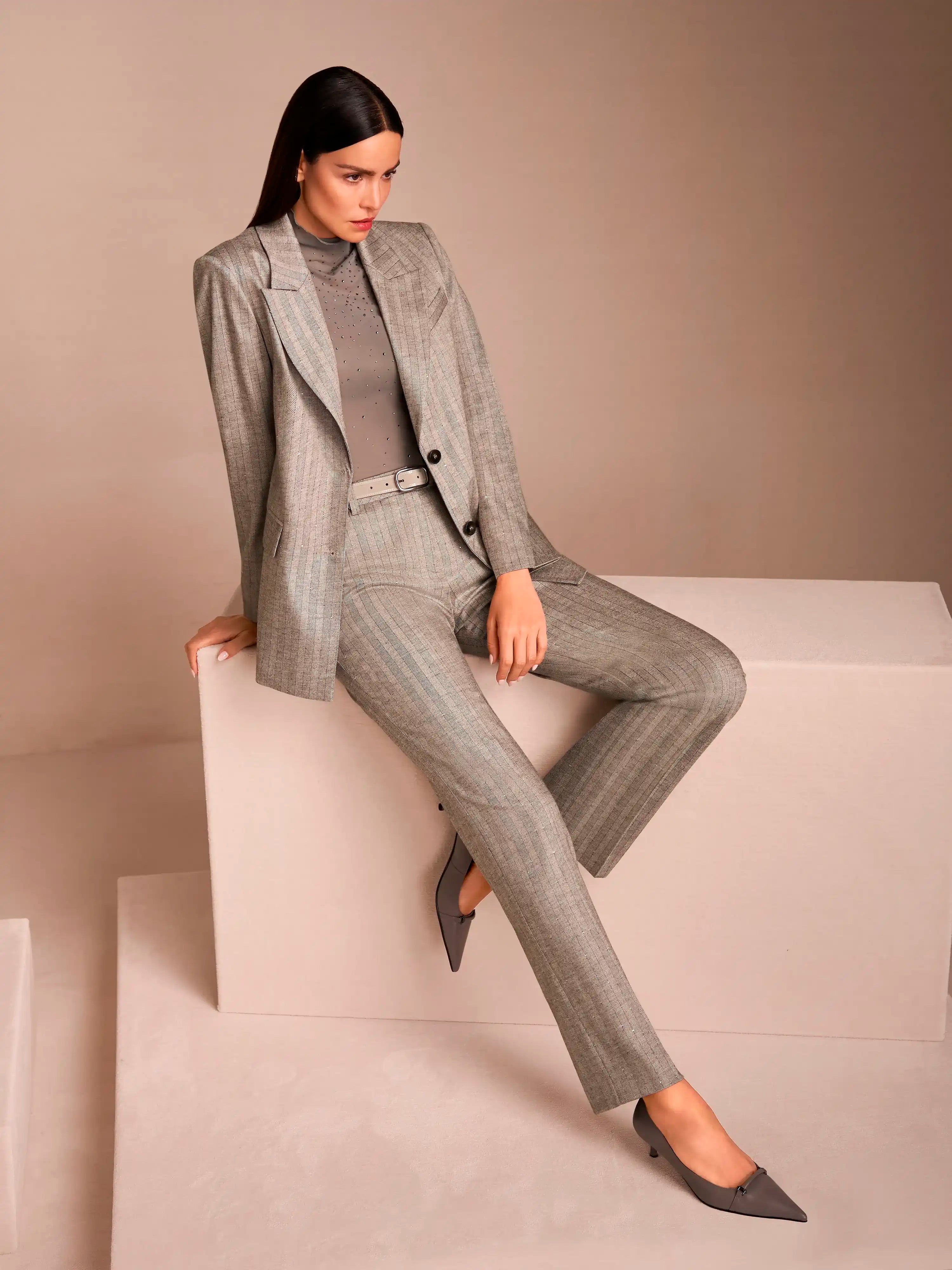 Marc Cain_Soft Charcoal_Elegant Blazer with Stripes_ZC 34.18 W73_836_08