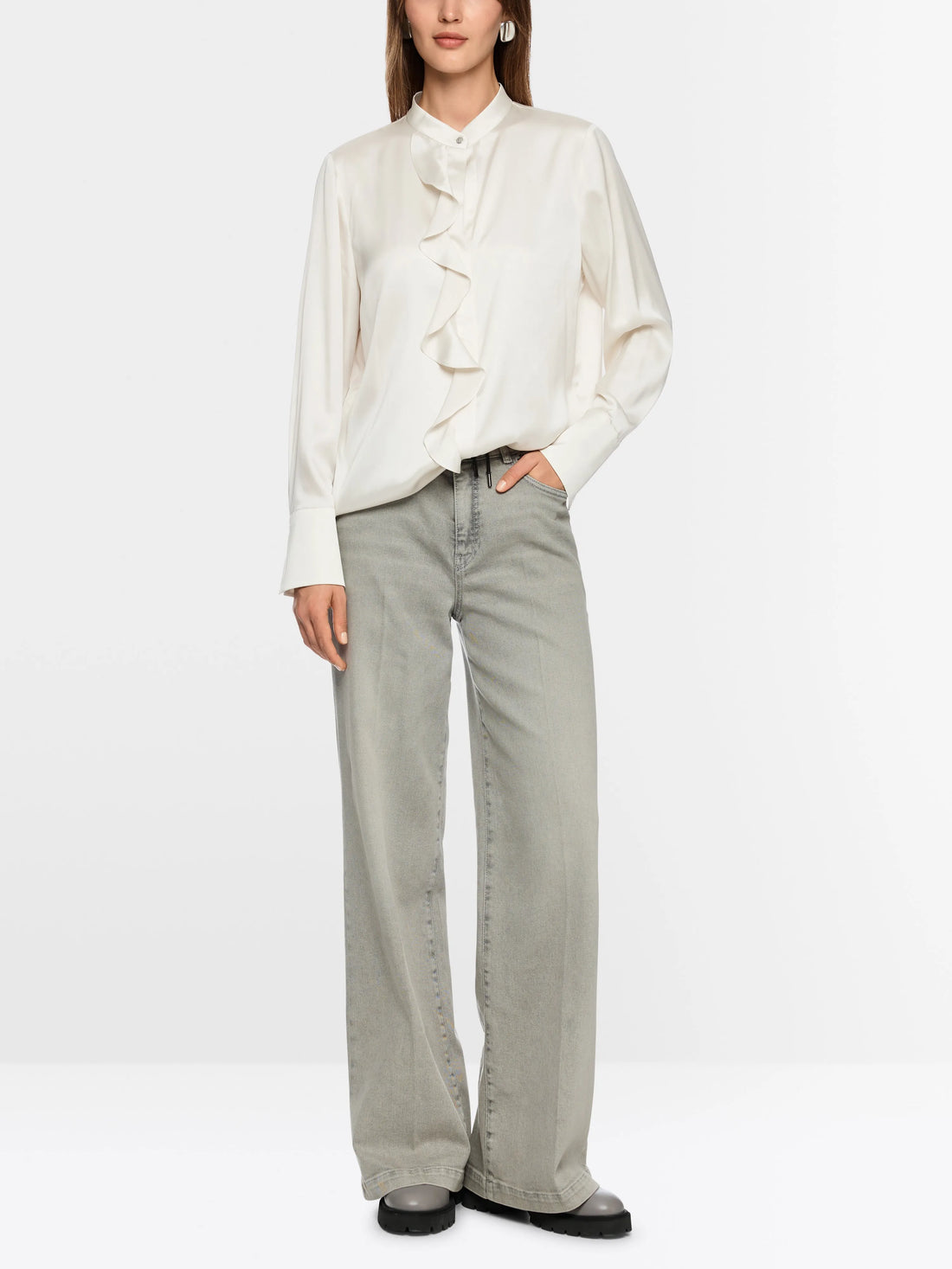 Marc Cain_Smoke_Silk Blouse with Flounce_ZC 51.24 W78_182_01