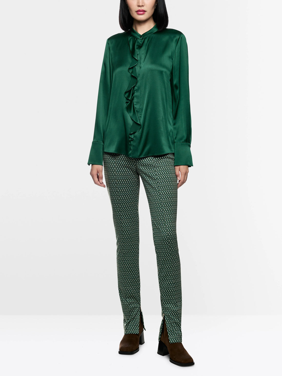 Marccain_Dark Jade Green_Silk Blouse with Flounce_ZC 51.24 W78_556_01