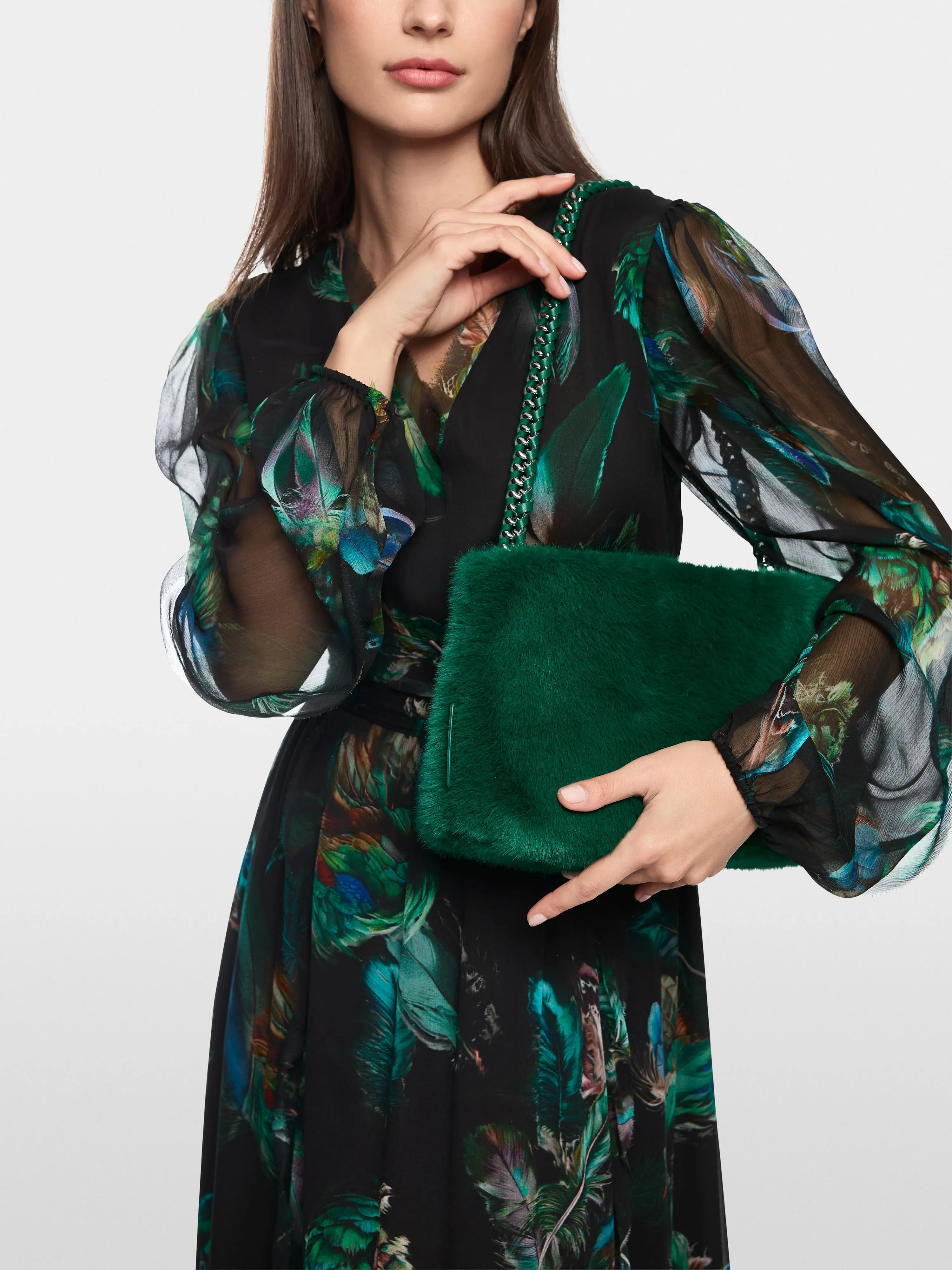 Marccain_Dark Jade Green_Faux Fur Shoulder Bag, Accessories_ZC TI.07 Z19_556_06