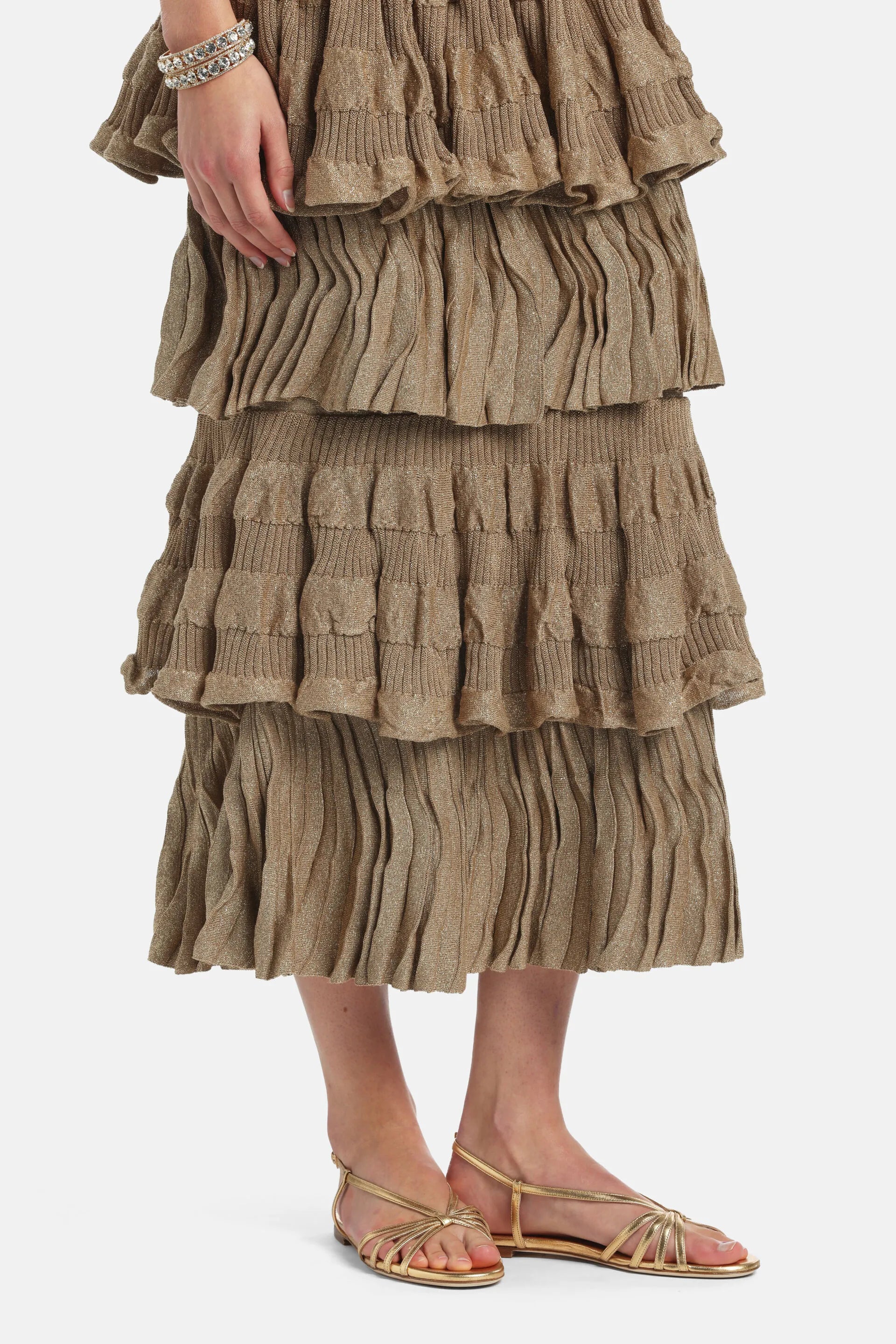 Luisa Spagnoli Oro Vecchio Women Zefiro - Tiered Maxi Dress - Fashion Show SKU: ZEFIRO_3434 Image 04