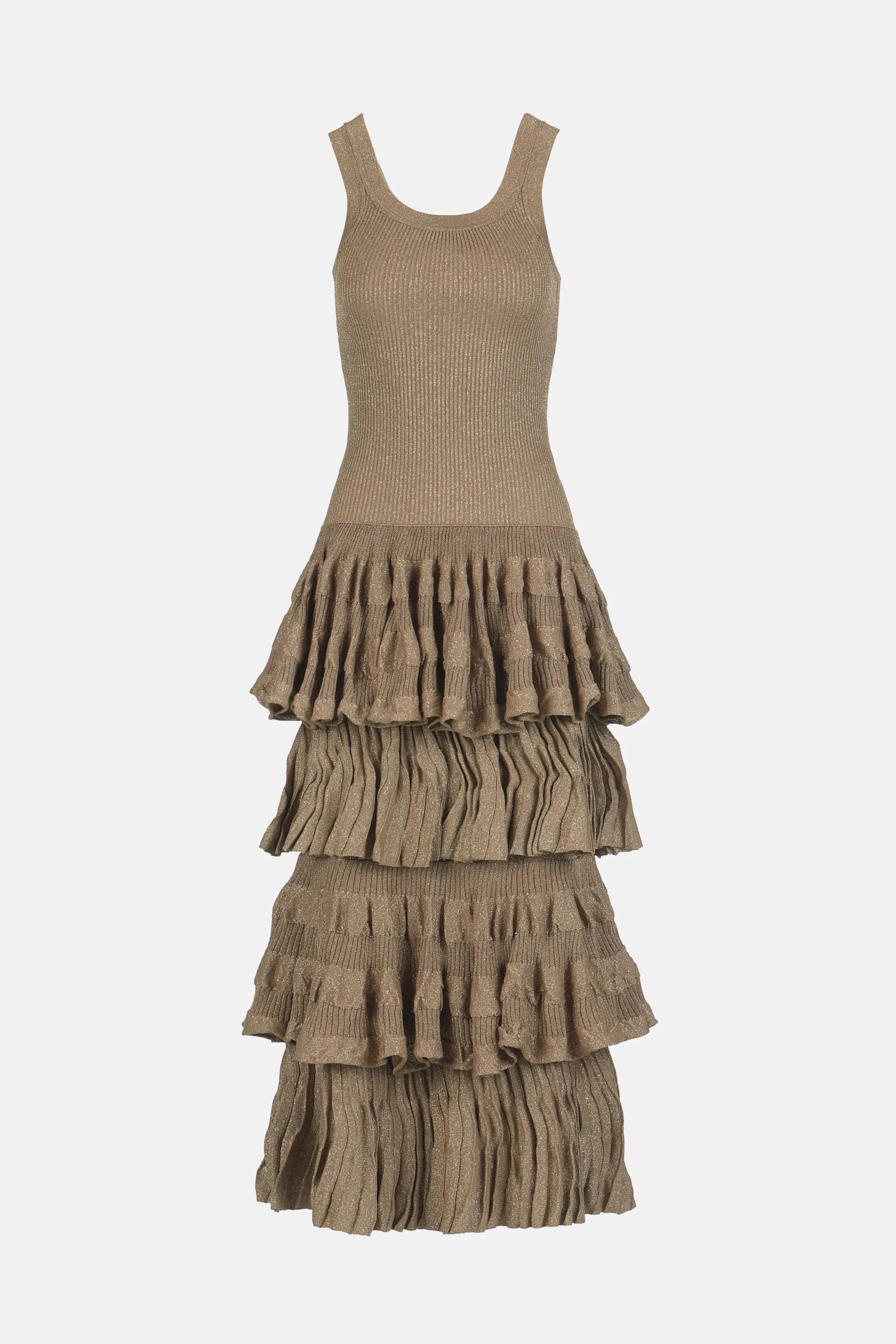 Luisa Spagnoli Oro Vecchio Women Zefiro - Tiered Maxi Dress - Fashion Show SKU: ZEFIRO_3434 Image 05