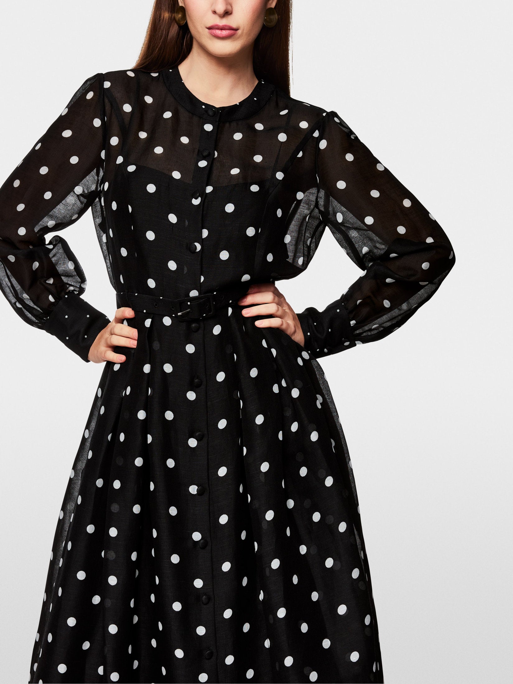 Marc Main_Long Silk and Linen Polka Dot Dress_ZG 21.01 W05_910_06