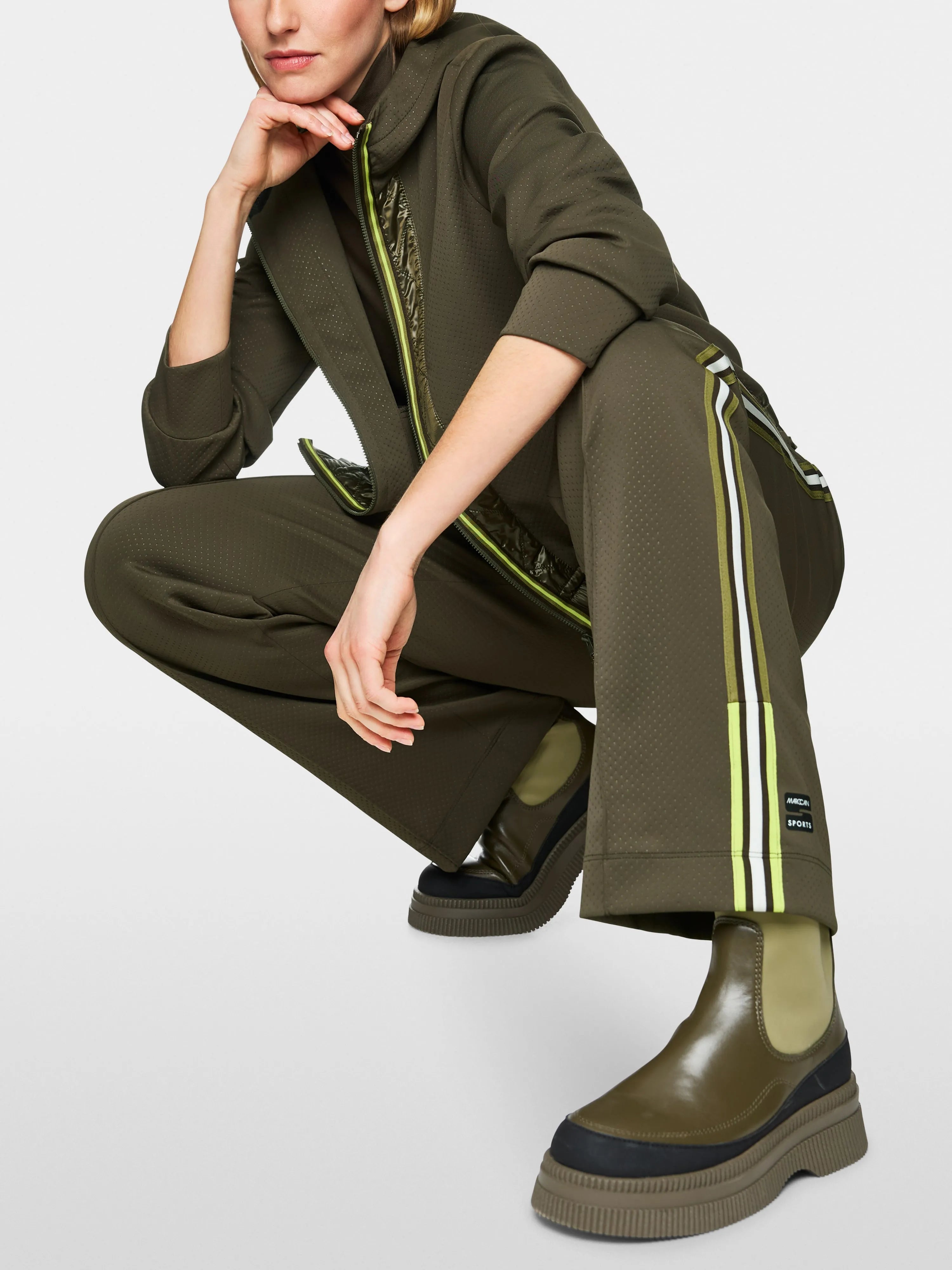 Marc Cain_Olive Drab_Sporty Jacket with Contrasting Stripes_ZS 31.08 J18_595_06