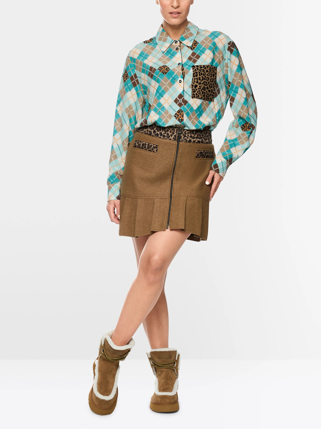 Marccain_Soft Teal_Viscose Blouse with Argyle Pattern_ZS 51.21 W35_507_01