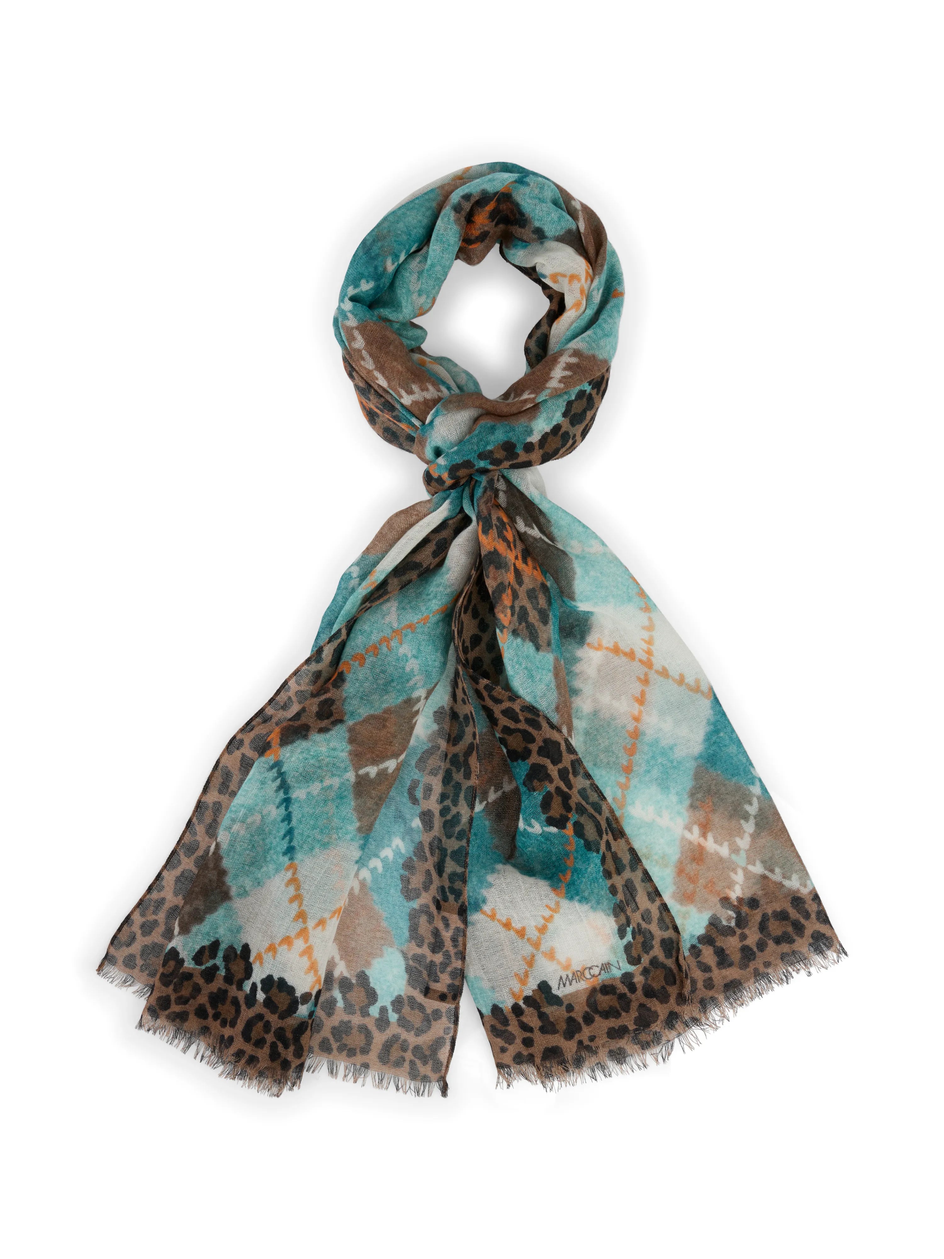 Marccain_Soft Teal_Wool Cashmere Scarf with Argyle Print_ZS B4.07 Z53_507_02