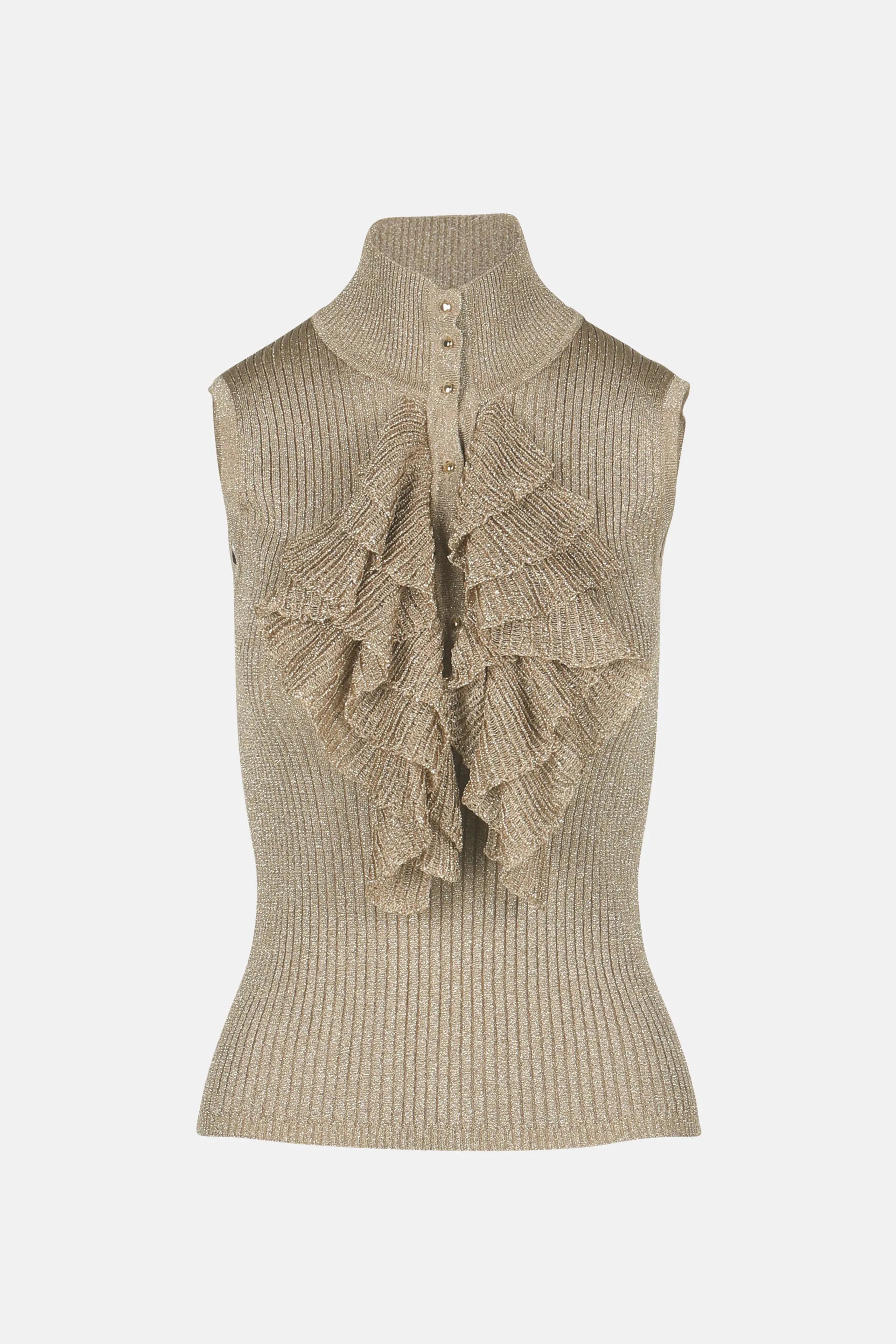 Luisa Spagnoli_Gold_Zuppa - Lurex Ribbed Knit Top_ZUPPA_0428_05