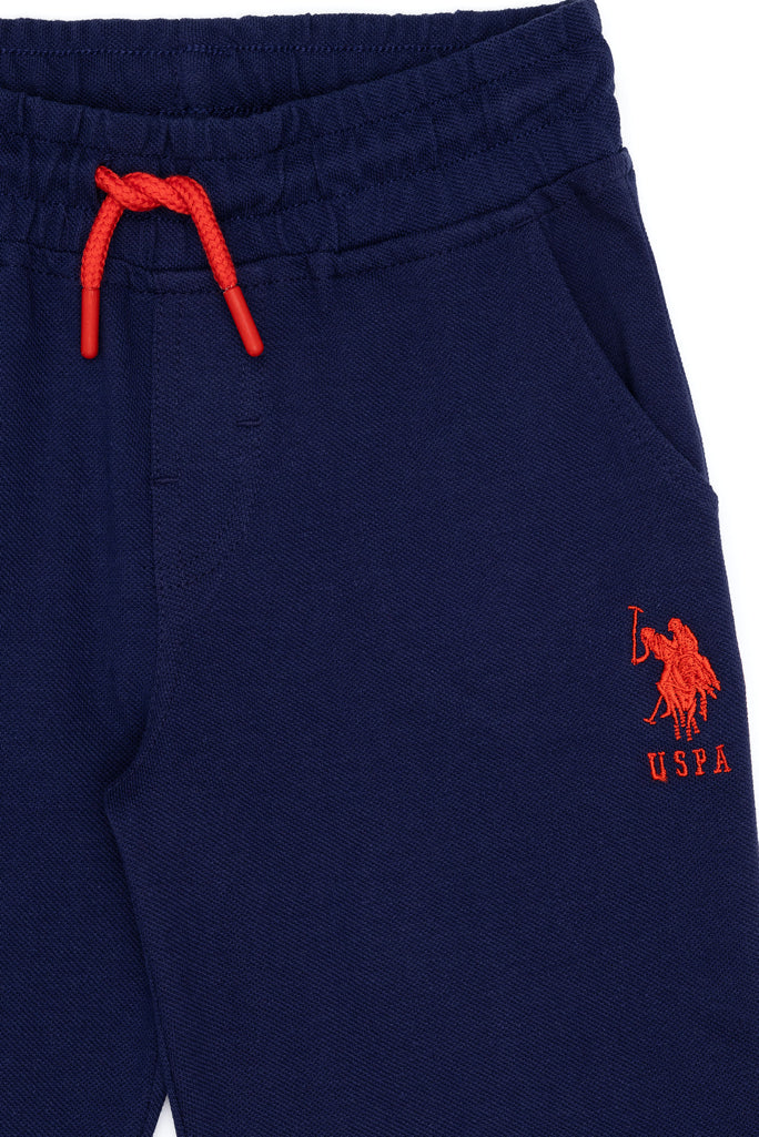 Blue Knitted Shorts With Black Drawstrings - BEVAVA