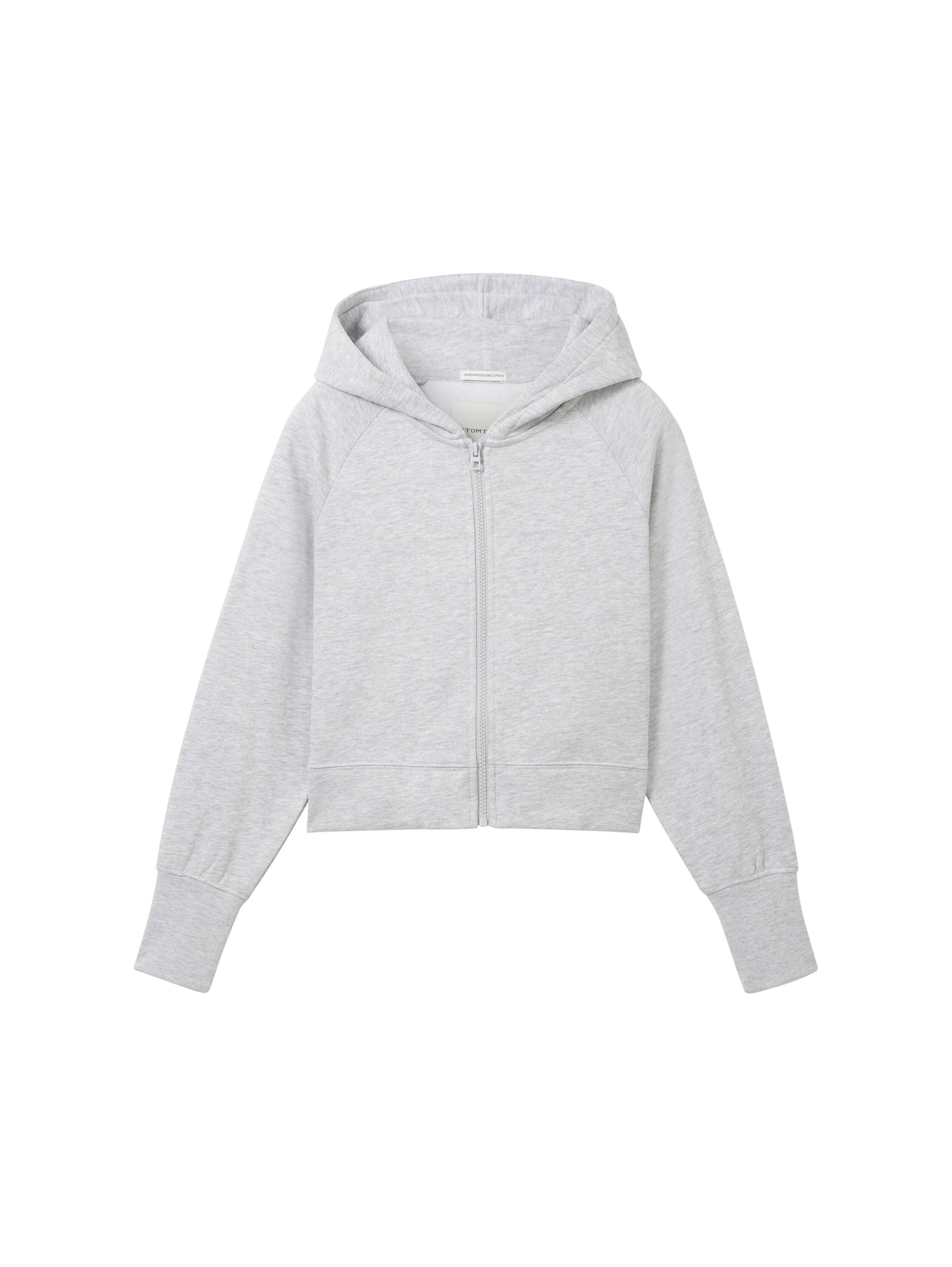 Cropped Hood Sweat Jacket With Zipper_1037758_15398_01