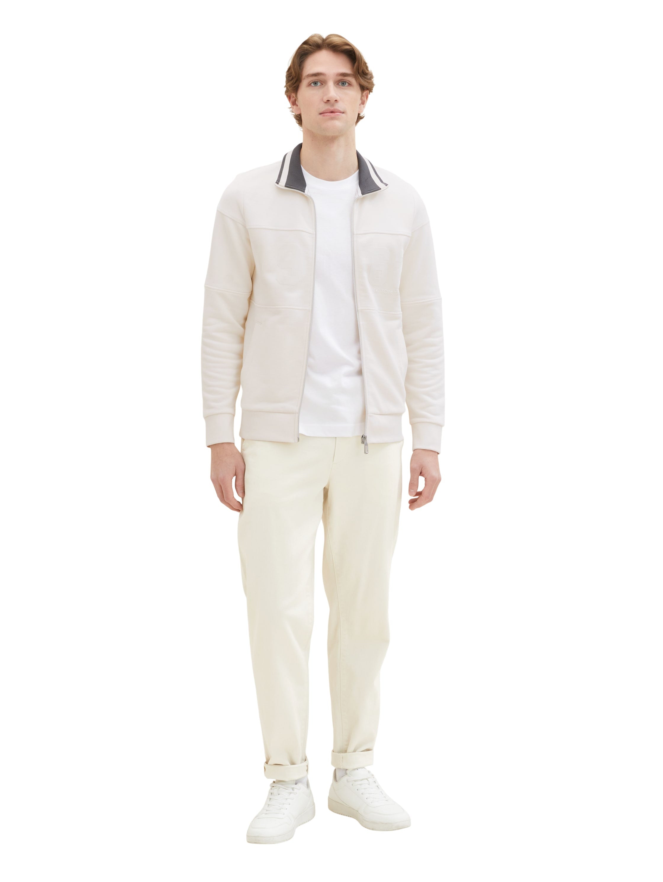 Knitted Zip Up Cardigan With High Collar_1037801_18592_04