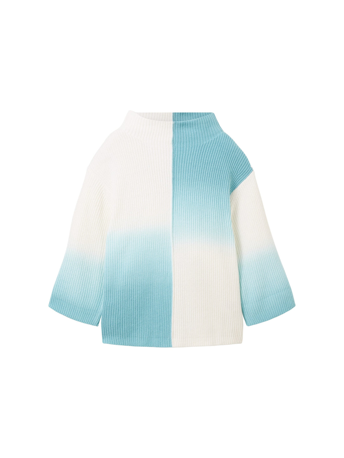 Color Block 3/4 Sleeve Sweater With High Collar_1038694_33797_01