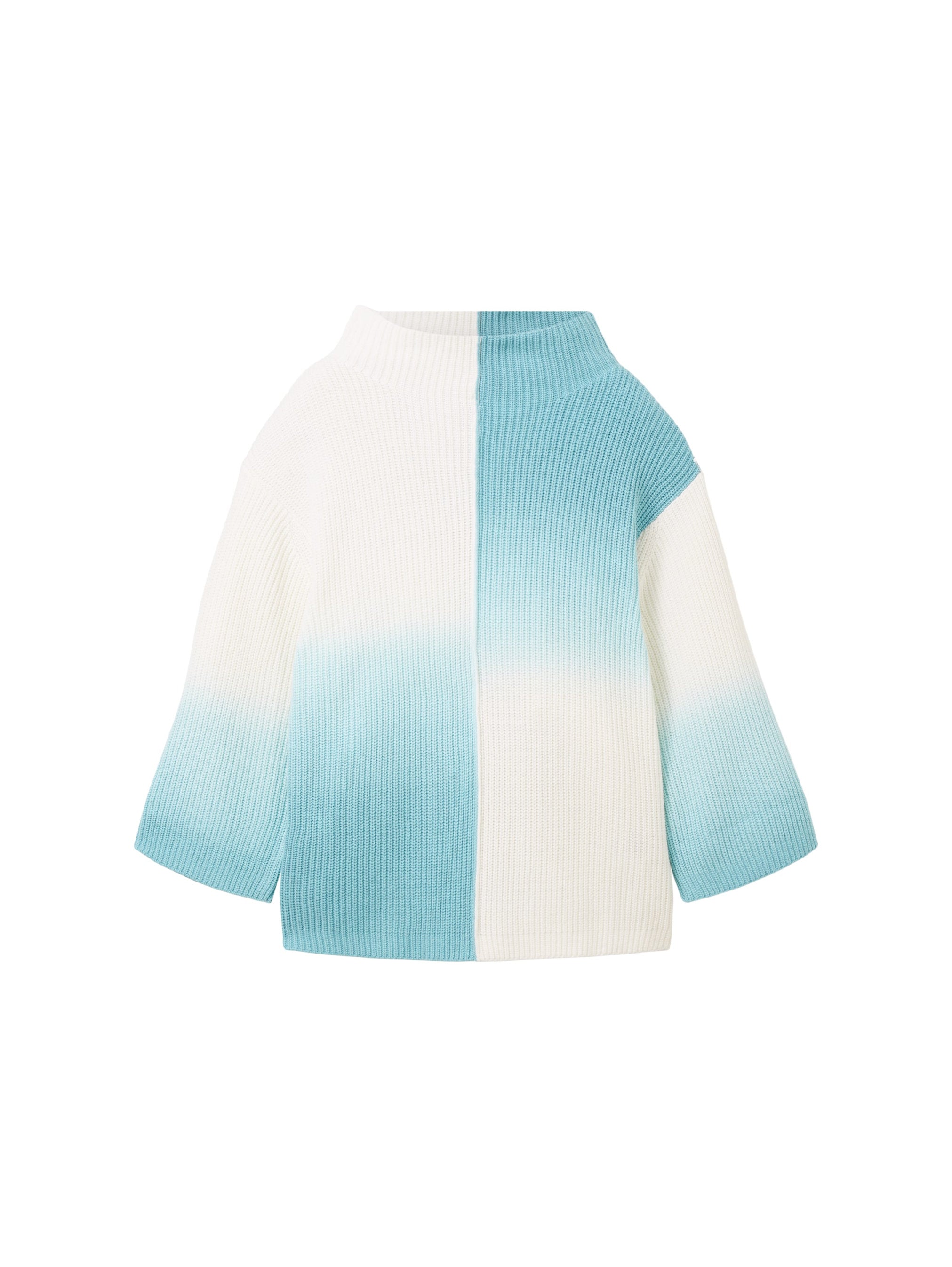 Color Block 3/4 Sleeve Sweater With High Collar_1038694_33797_01