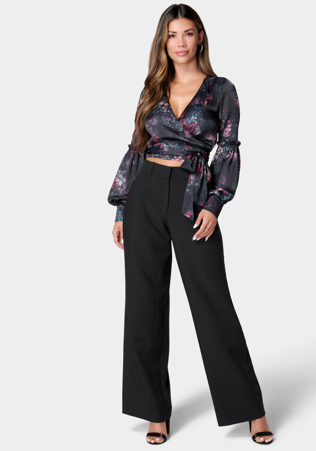 Balloon Sleeve Wrap Blouse_106331_Dark Bloom Print_2