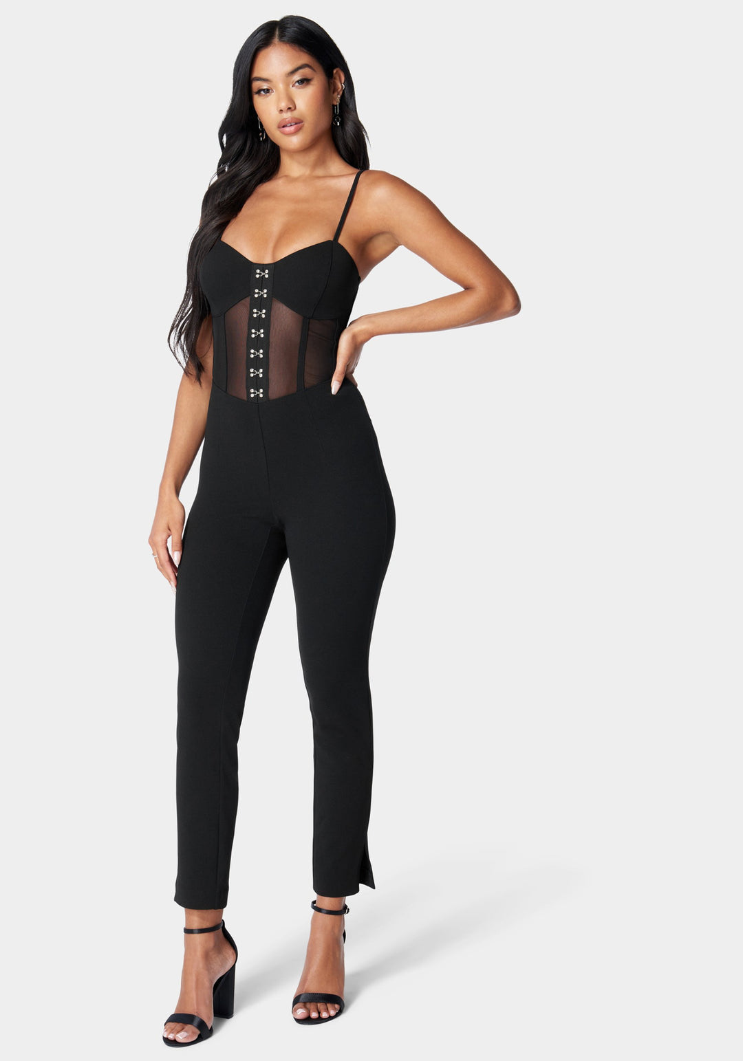Corset Waist Slim Leg Jumpsuit_107427_Black_1
