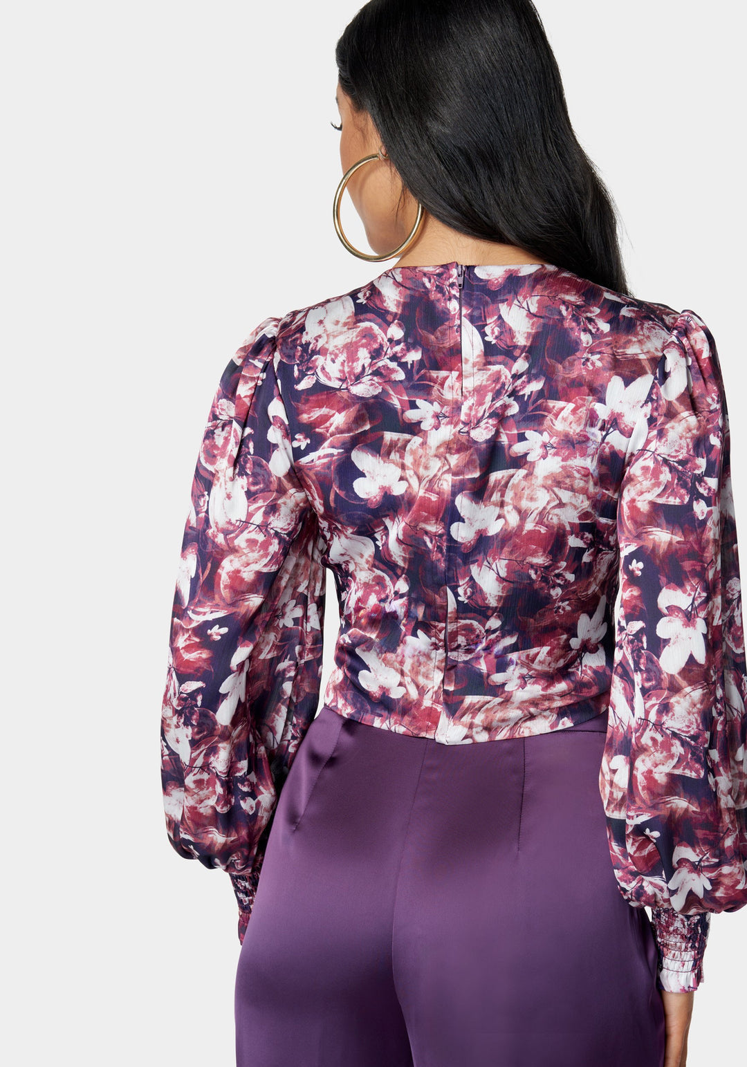 Round Neck Surplice Front Blouse_107480_Foliage Haze Print_3