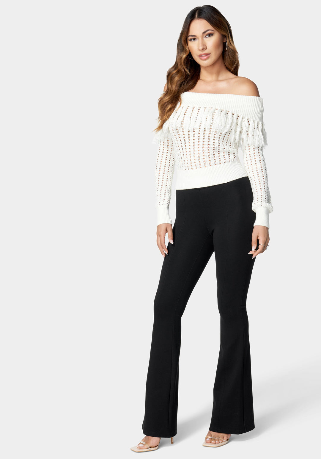 Flared Pull On Knit Pant_107493_Black_1