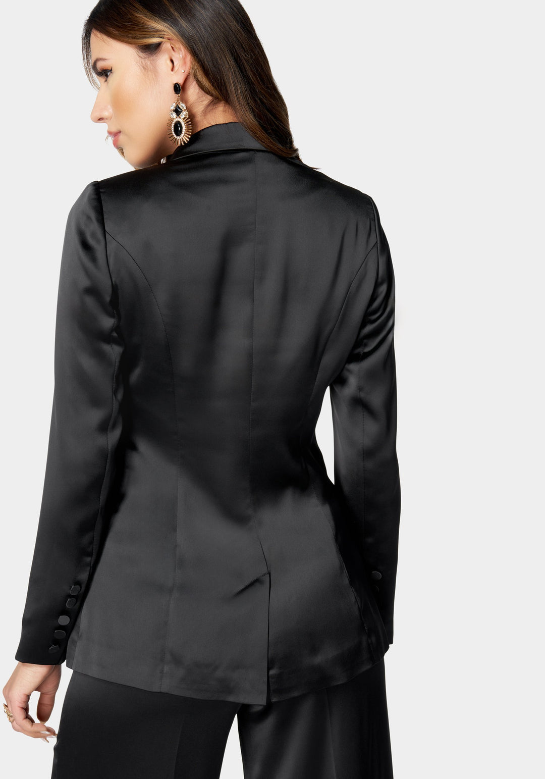 Satin One Button Tailored Jacket_107494_Black_3