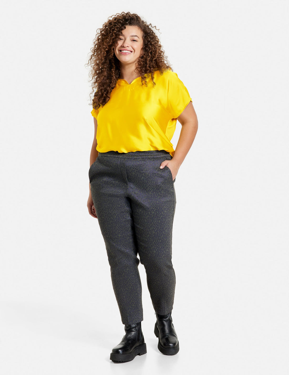 Green 7/8 Trousers With Jacquard Pattern Greta Samoon