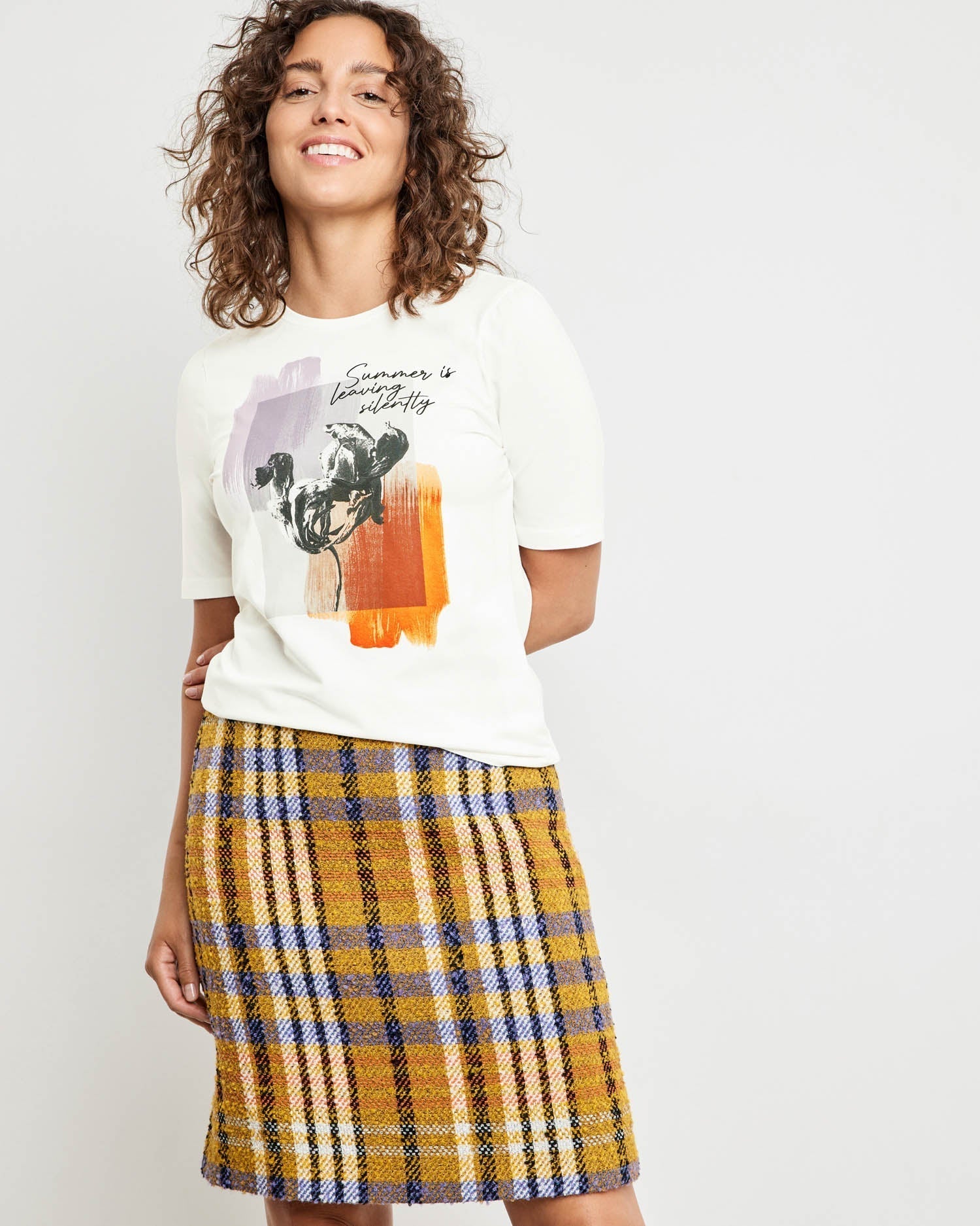 White T-Shirt With A Front Print In Modal Tencel™ Taifun