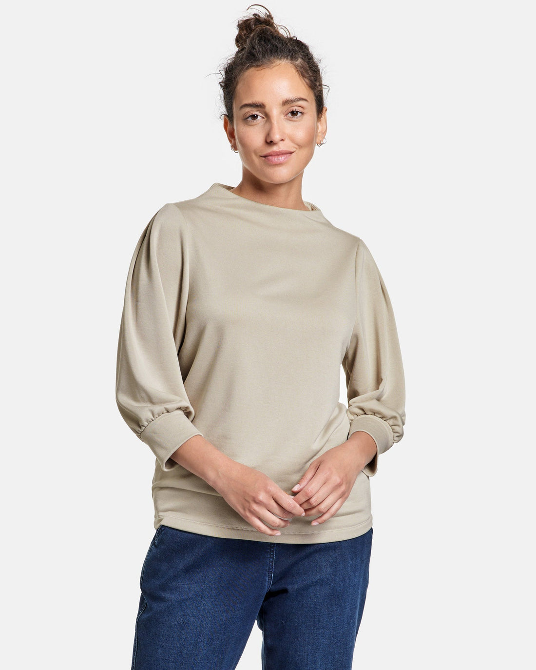 Beige 3/4-Sleeve Top In A Soft Modal Blend Taifun