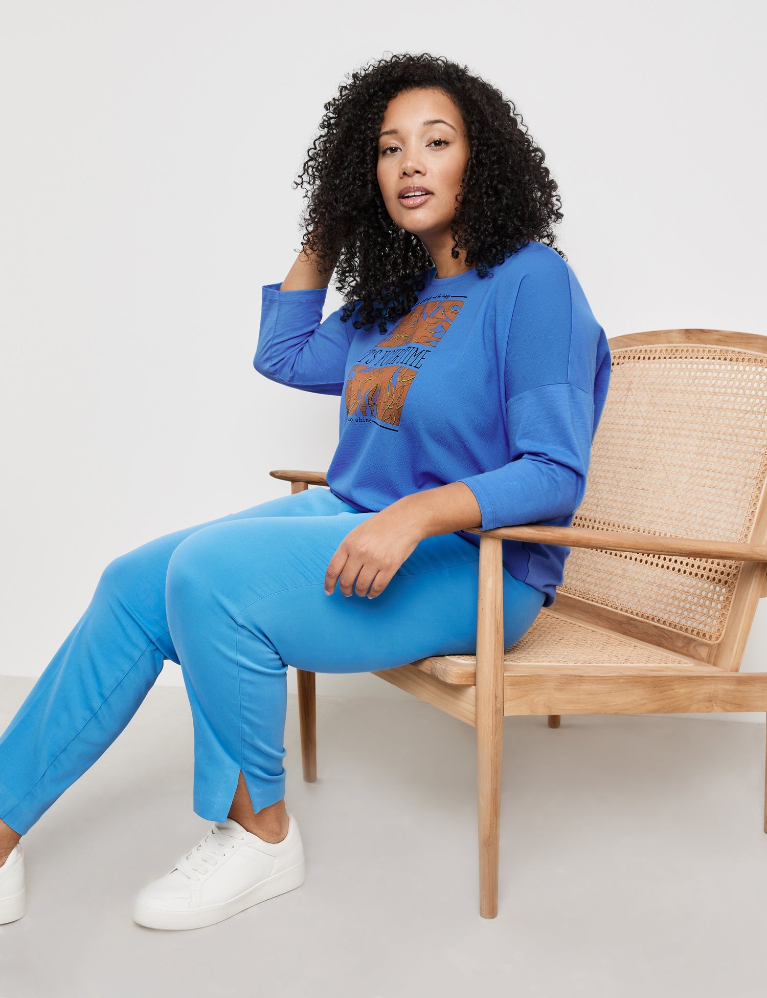 3/4-Sleeve Top In A Panelled Look Samoon