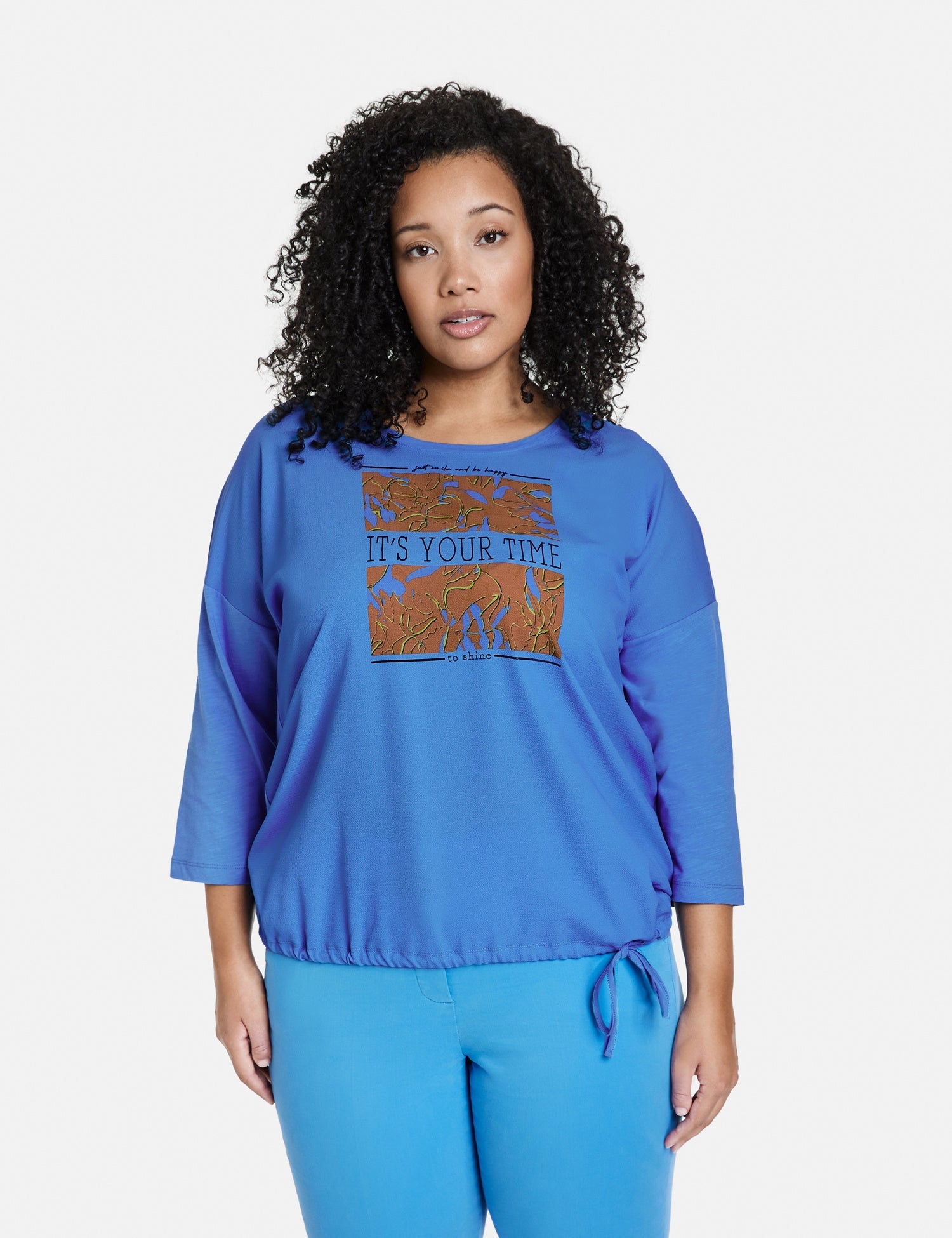 3/4-Sleeve Top In A Panelled Look Samoon