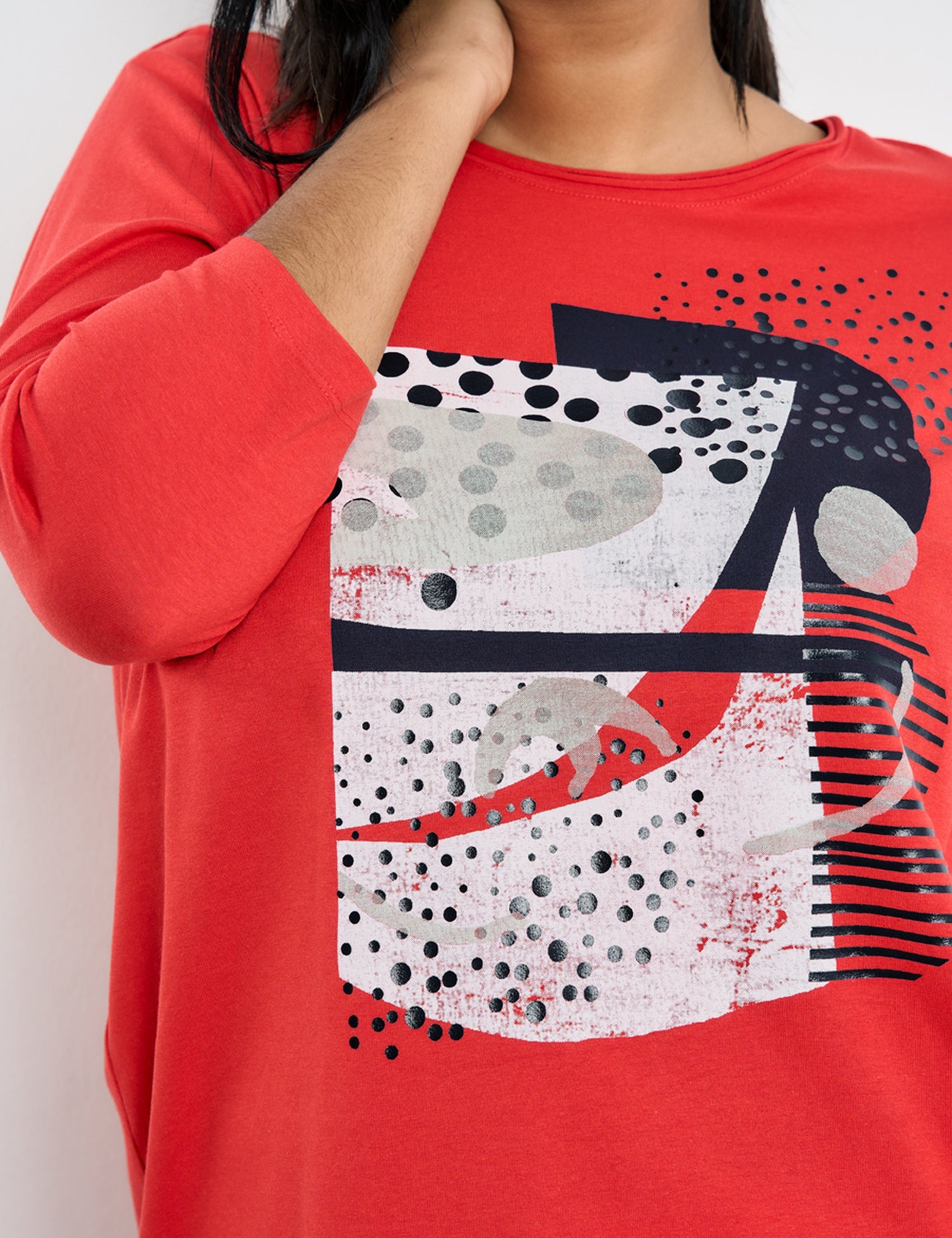 3/4-Sleeve Top With A Front Print Samoon