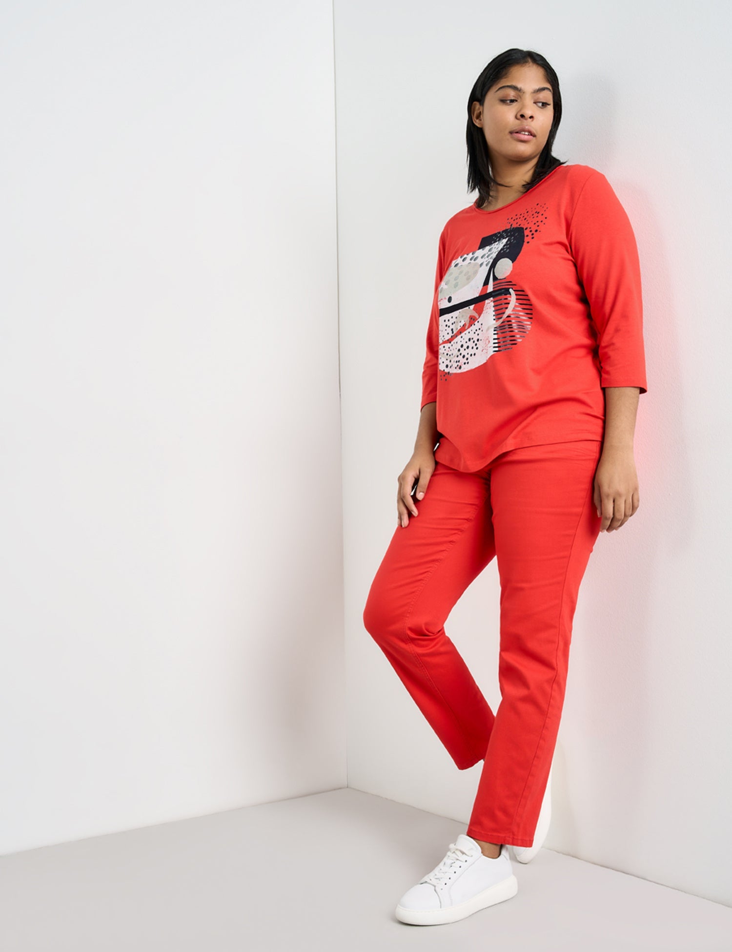 3/4-Sleeve Top With A Front Print Samoon