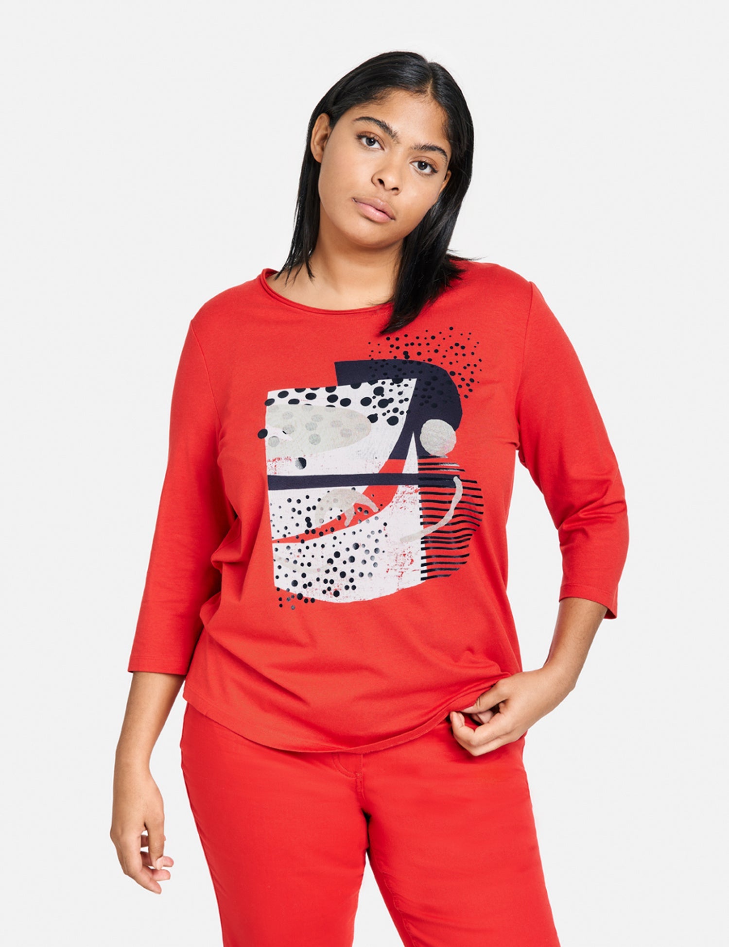 3/4-Sleeve Top With A Front Print Samoon