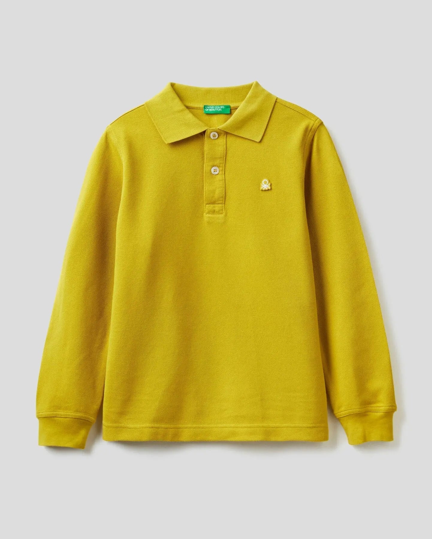 Yellow 100% Organic Cotton Long Sleeve Polo - BEVAVA