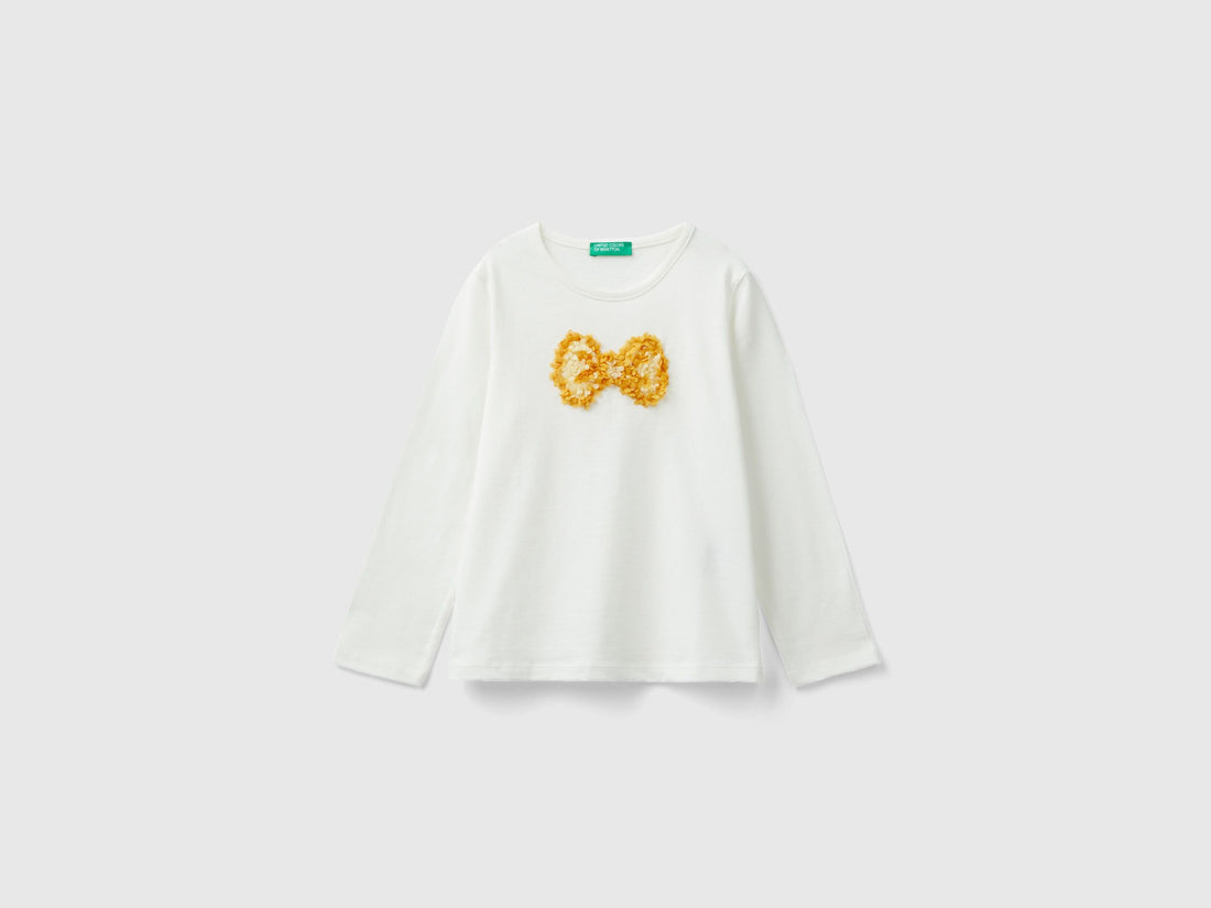 T-Shirt With Petal Applique - BEVAVA