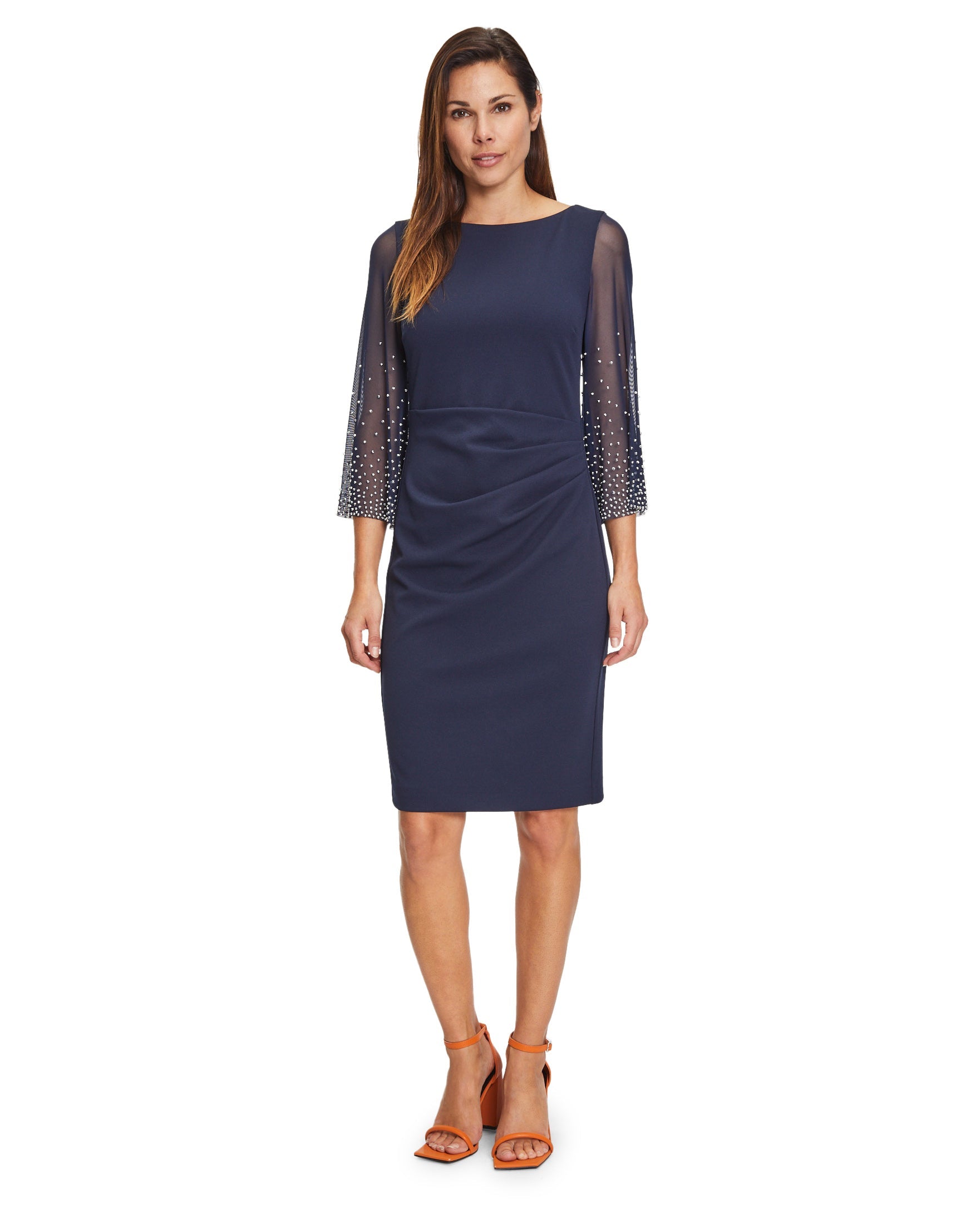 Dark Blue Dress Short 3/4 Sleeve Vera Mont