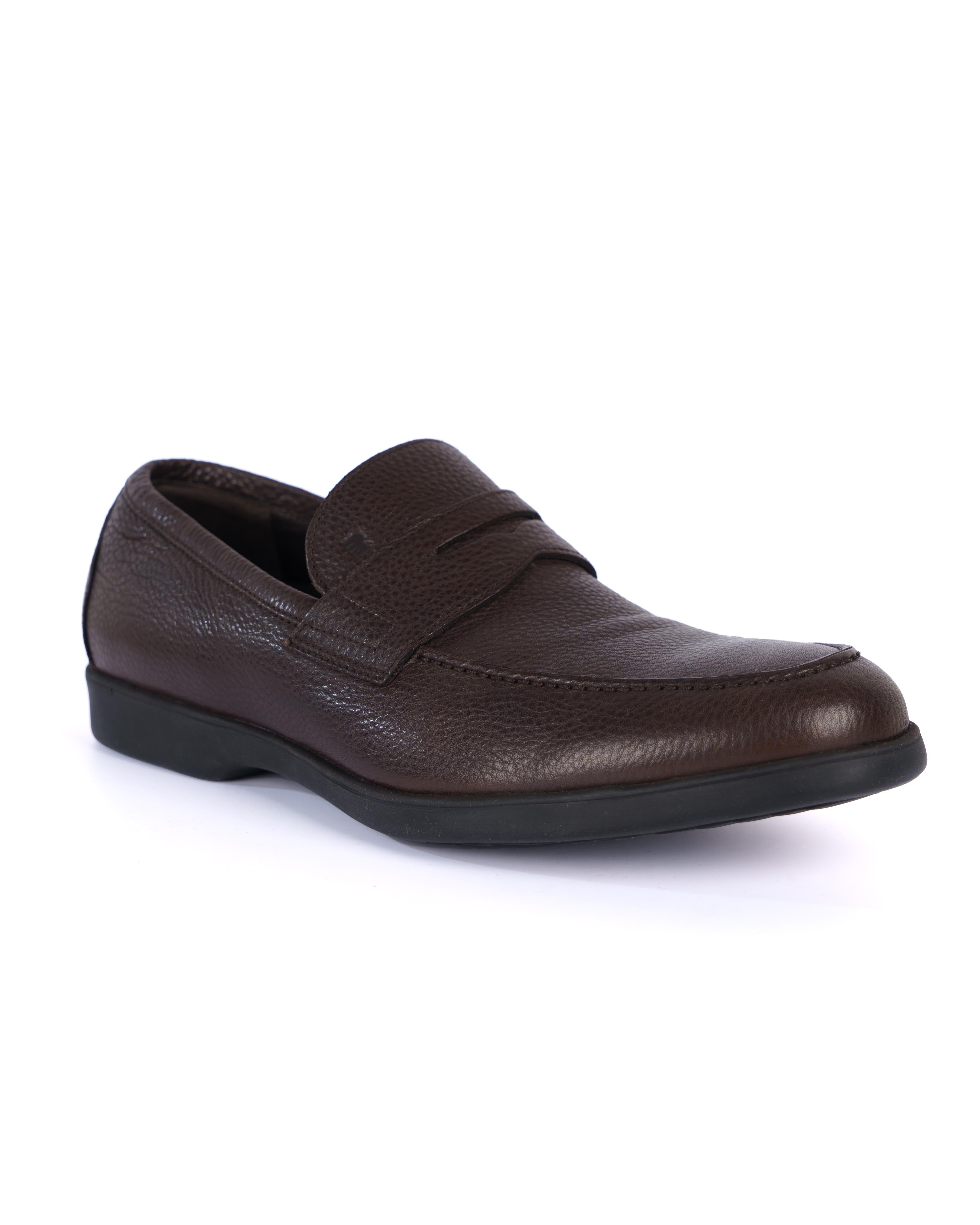 Brown Loafer Shoes - BEVAVA