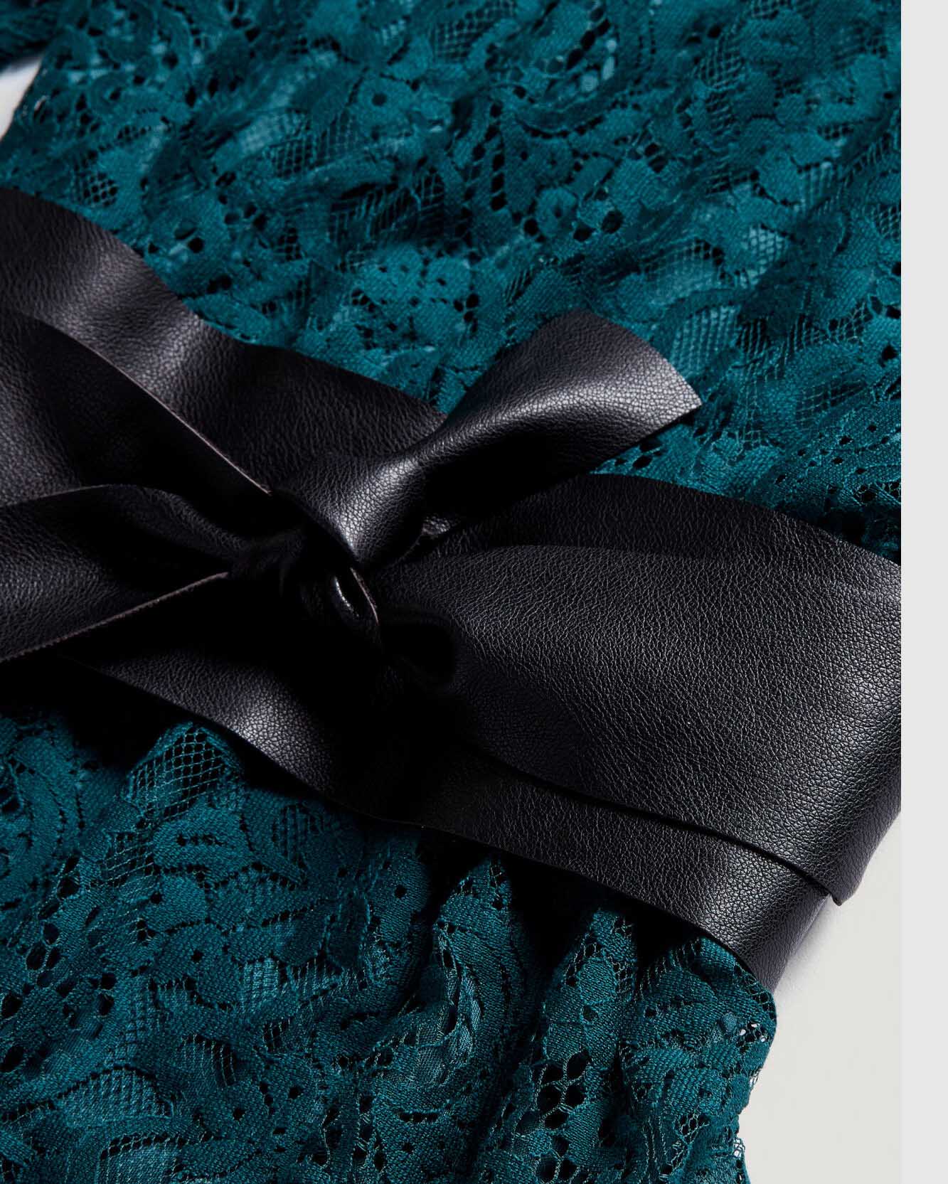 Green Dress+belt Sisley