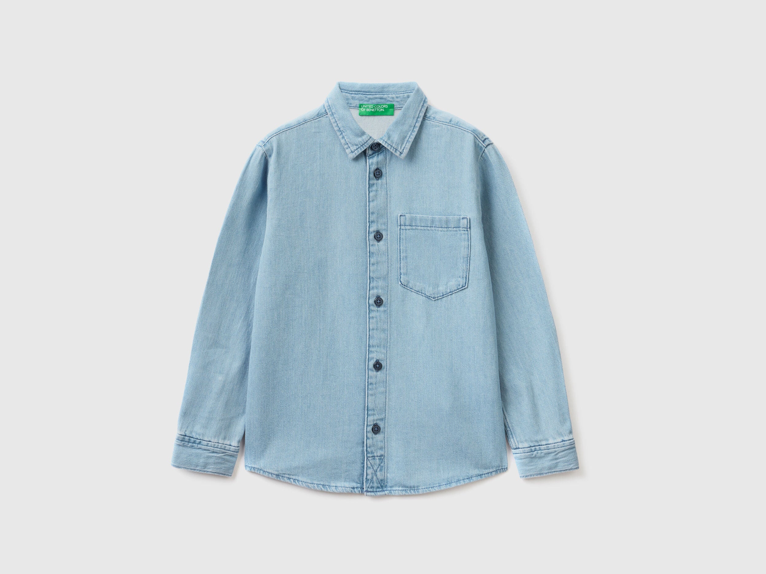 Denim Shirt With Small Pocket Benetton