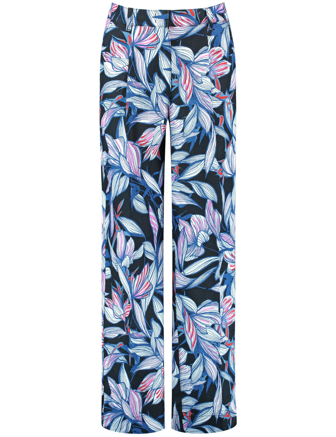 Patterned Linen Trousers With A Wide Leg Gerry Weber