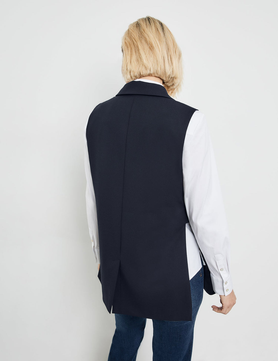 Dark Blue Waistcoat With A Lapel Collar Gerry Weber