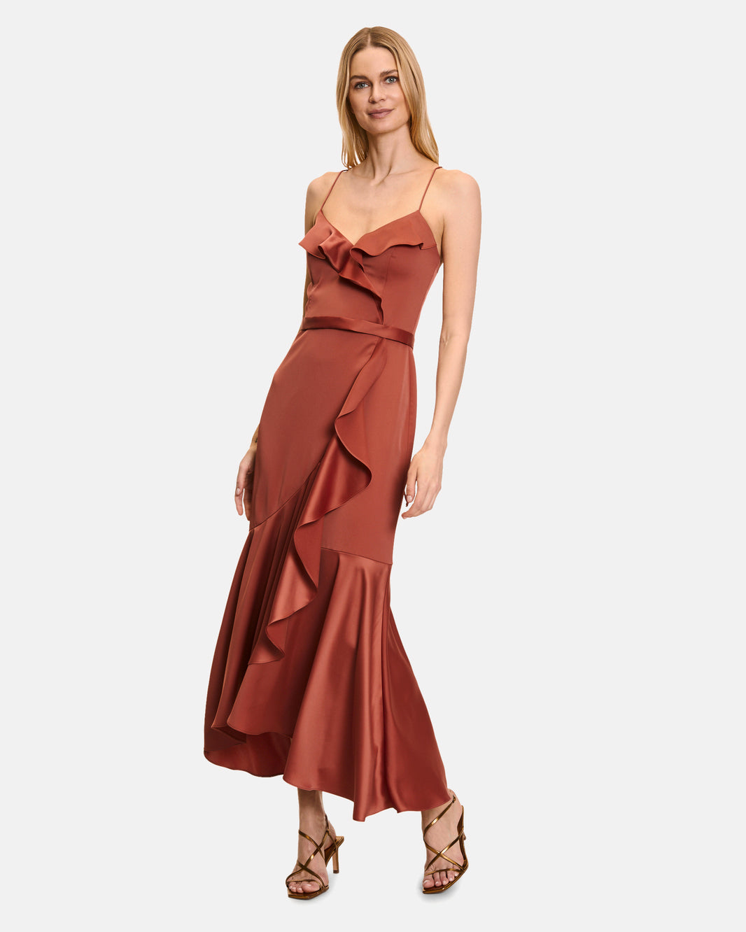 Red Dress Long Without Sleeve Vera Mont